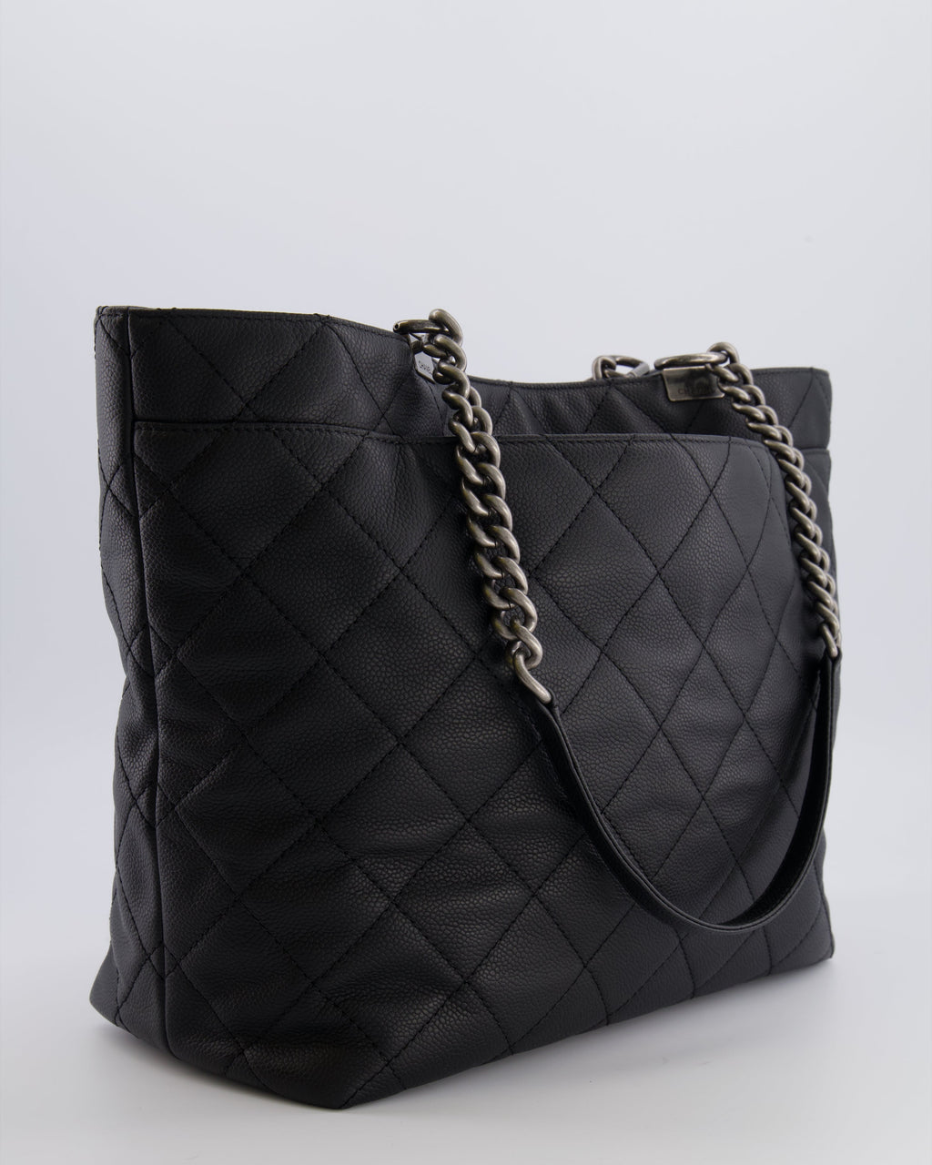 Chanel Black Caviar Leather Shopping Tote Bag with Ruthenium Hardware