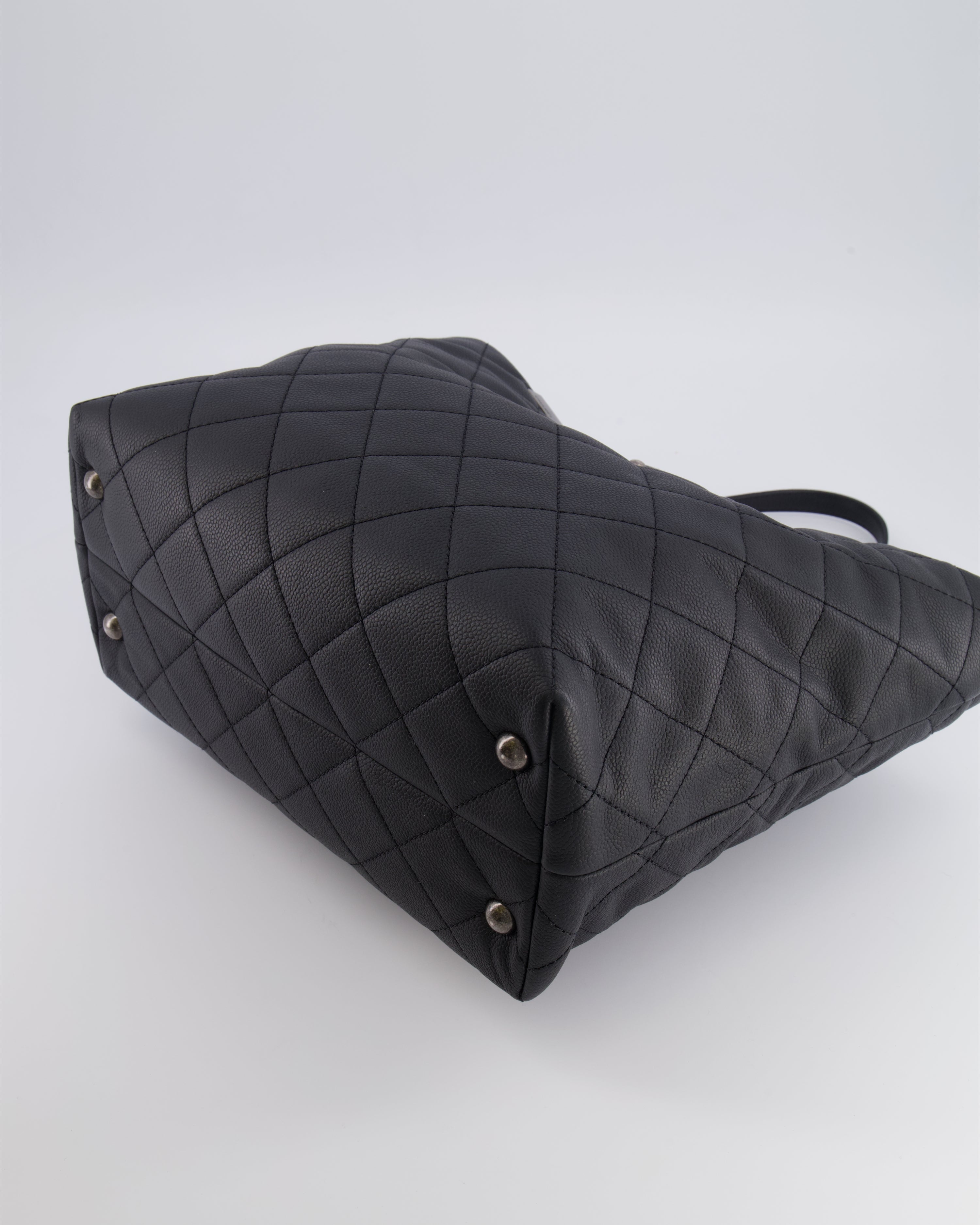 Chanel Black Caviar Leather Shopping Tote Bag with Ruthenium Hardware