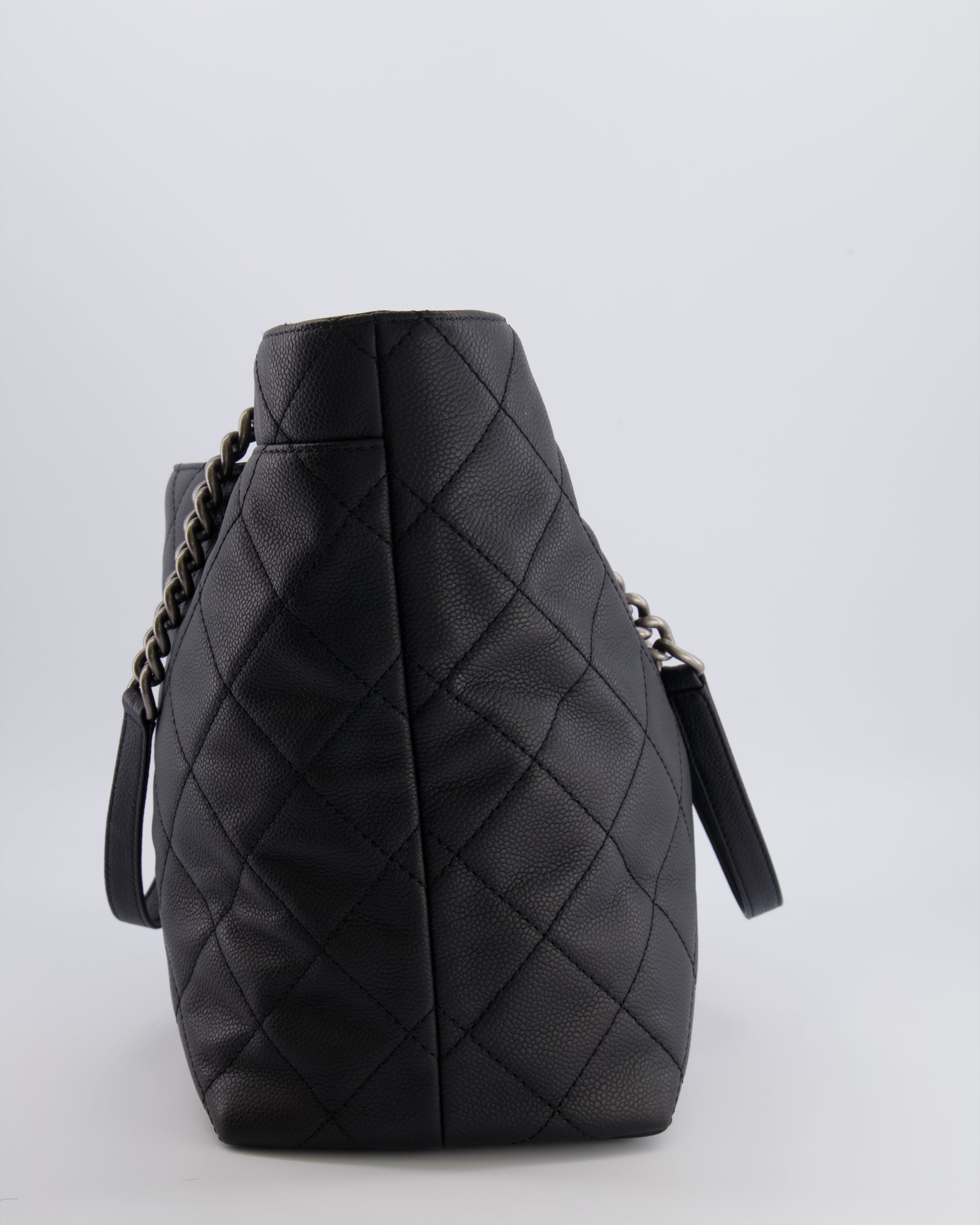 Chanel Black Caviar Leather Shopping Tote Bag with Ruthenium Hardware