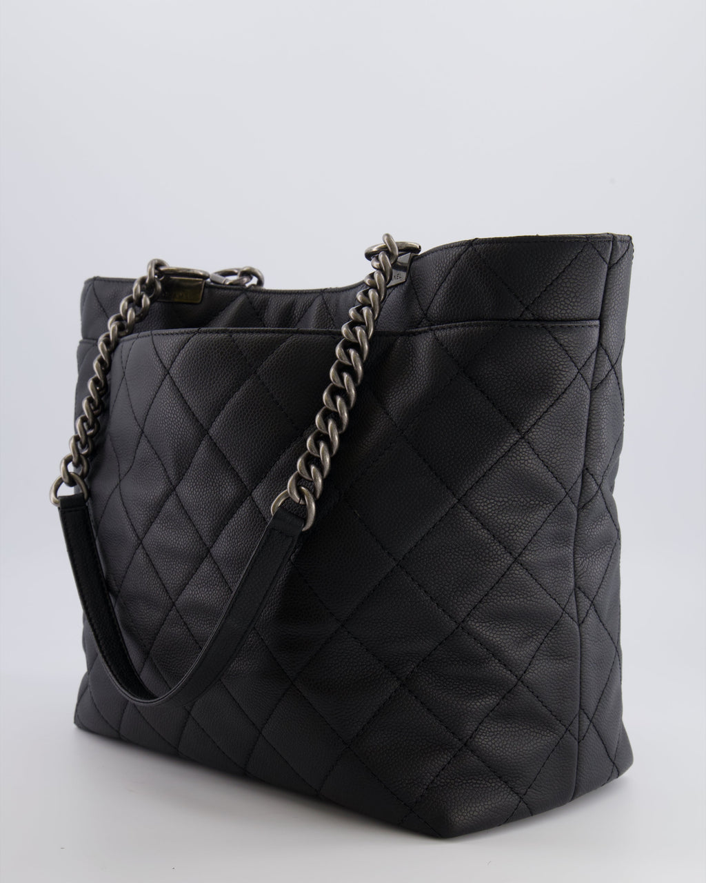 Chanel Black Caviar Leather Shopping Tote Bag with Ruthenium Hardware