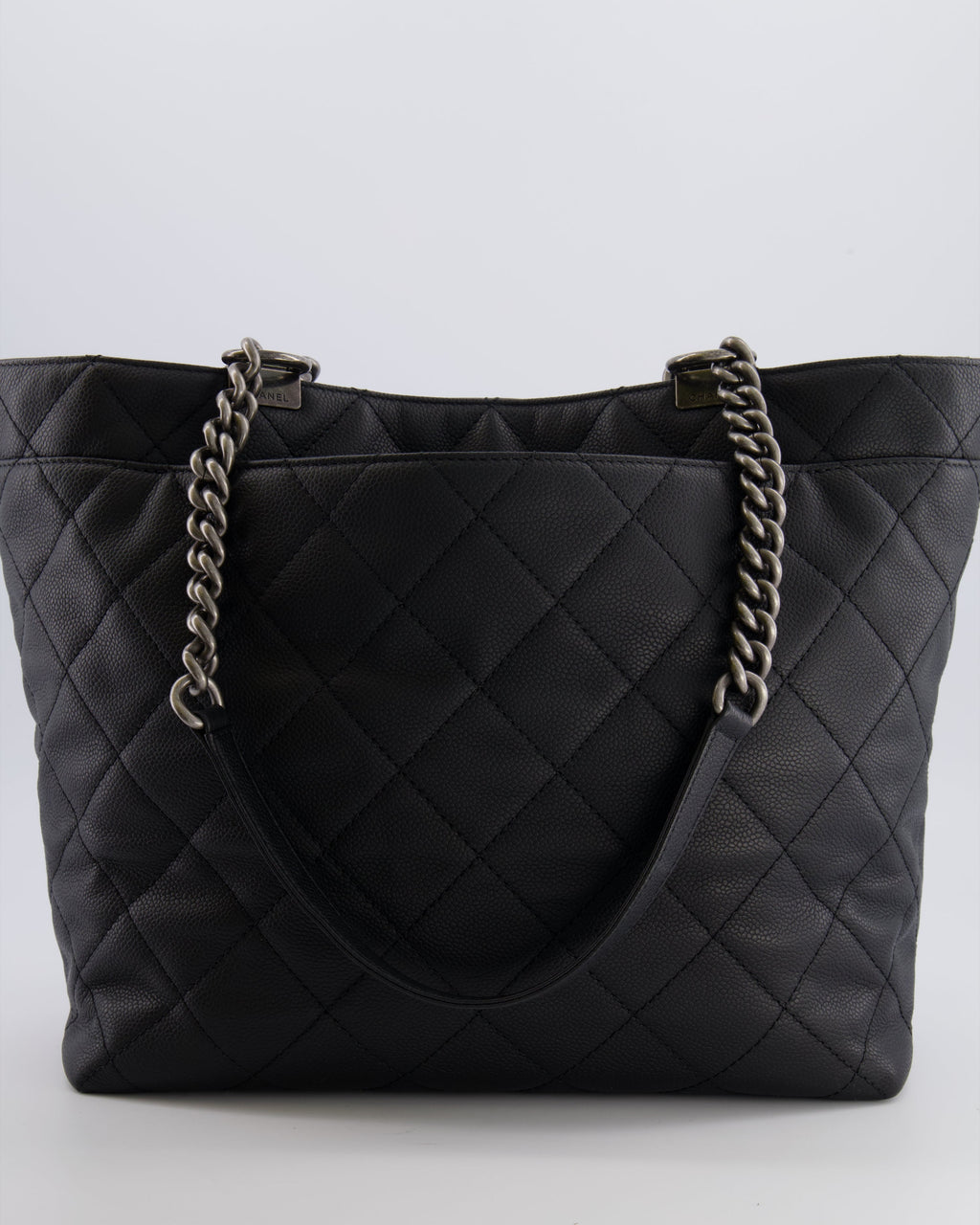 Chanel Black Caviar Leather Shopping Tote Bag with Ruthenium Hardware