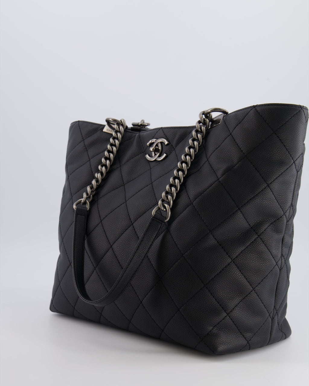 Chanel Black Caviar Leather Shopping Tote Bag with Ruthenium Hardware