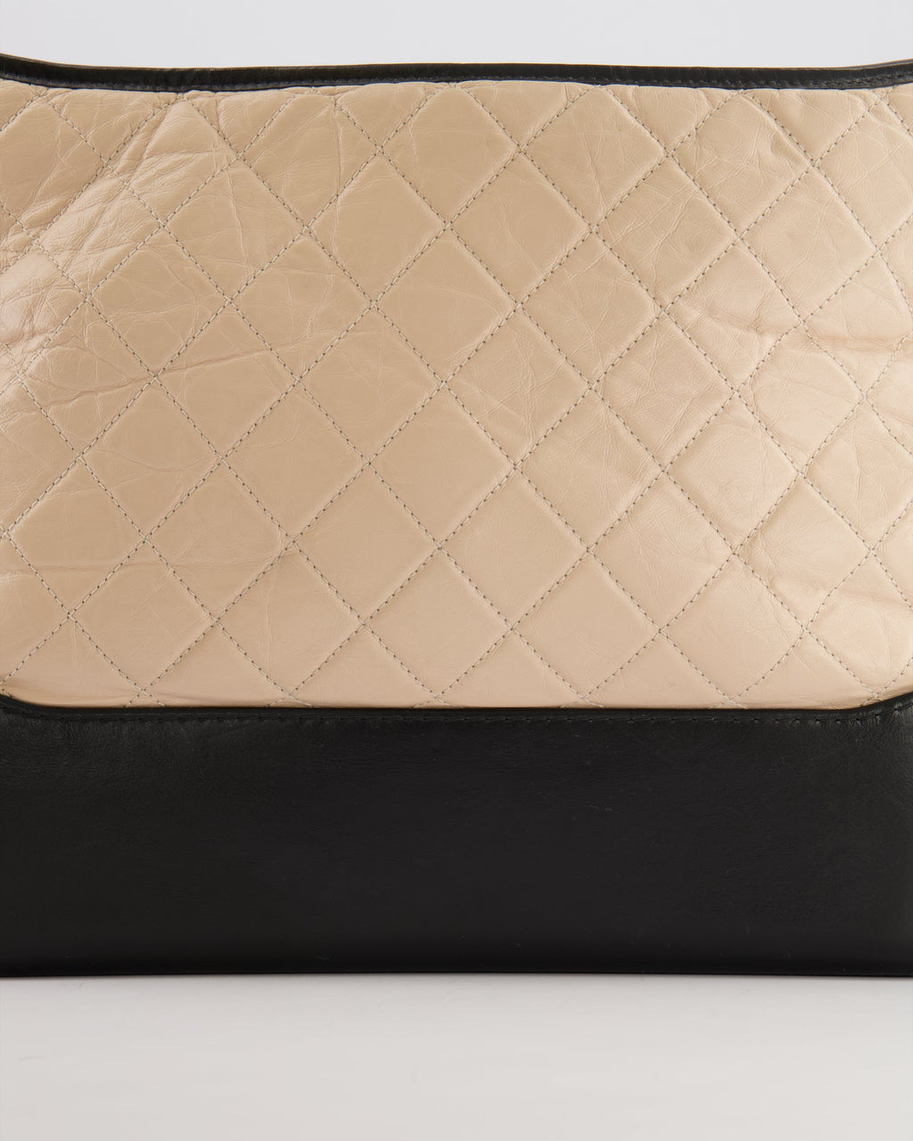 Chanel Large Gabrielle Bag in Beige and Black Crumpled Calfskin Leather with Mixed Hardware