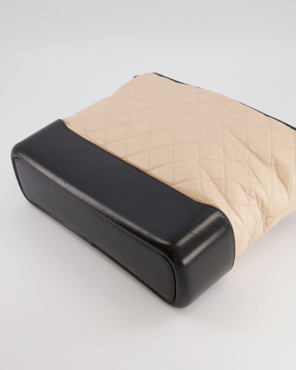 Chanel Large Gabrielle Bag in Beige and Black Crumpled Calfskin Leather with Mixed Hardware