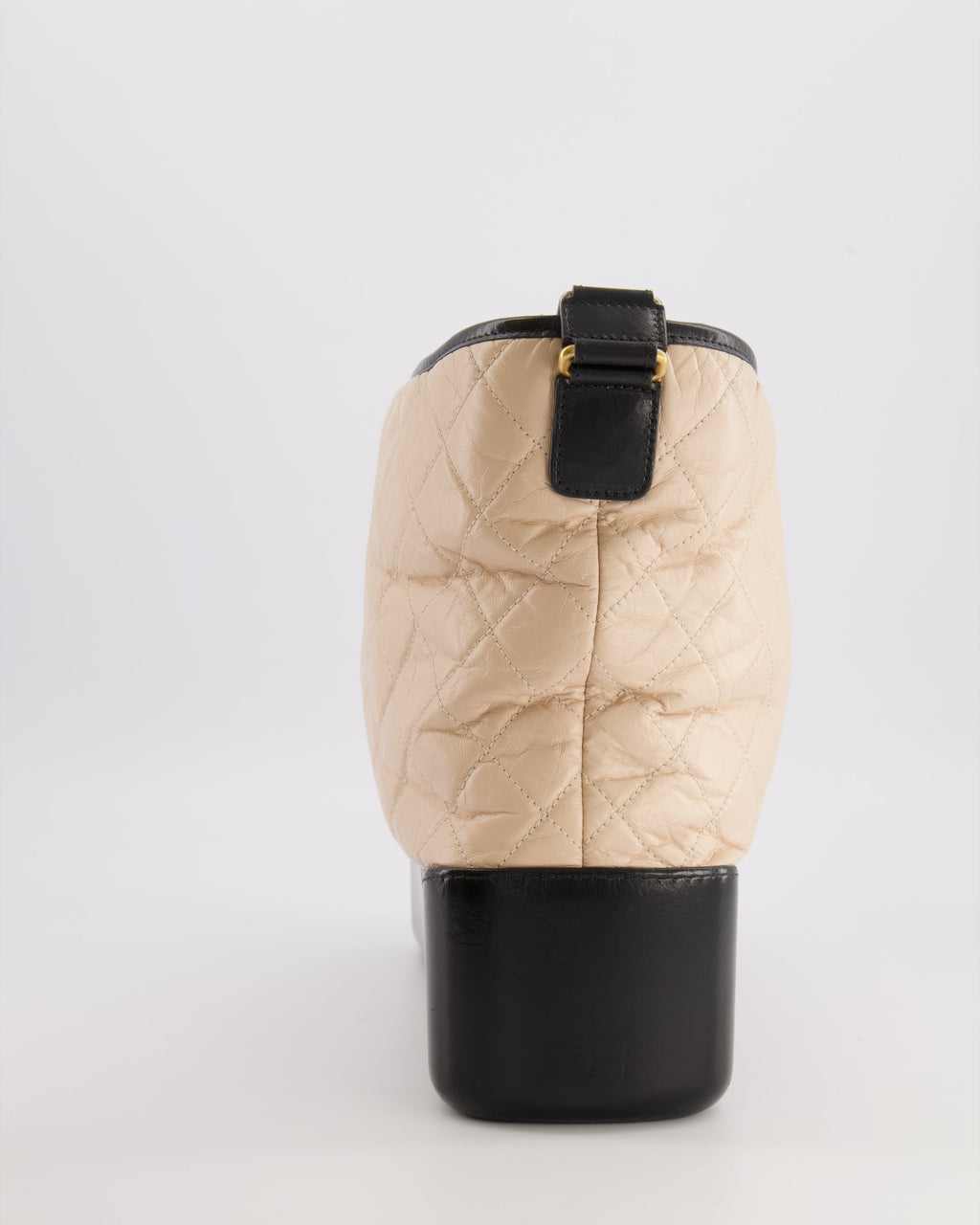 Chanel Large Gabrielle Bag in Beige and Black Crumpled Calfskin Leather with Mixed Hardware