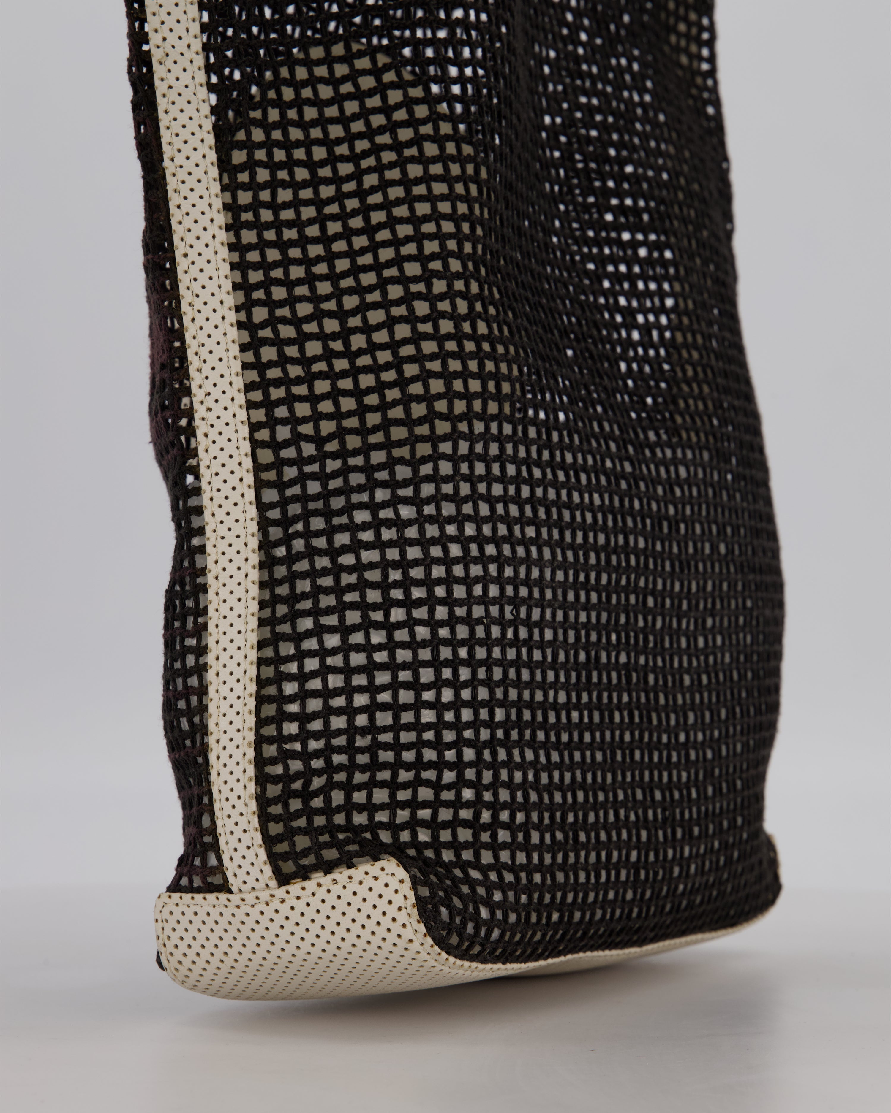*SUPER RARE & HOT* Chanel Vintage Black 2004 Mesh Tennis Shopper Tote Bag with a Green Tennis Ball Pouch and CC Logo