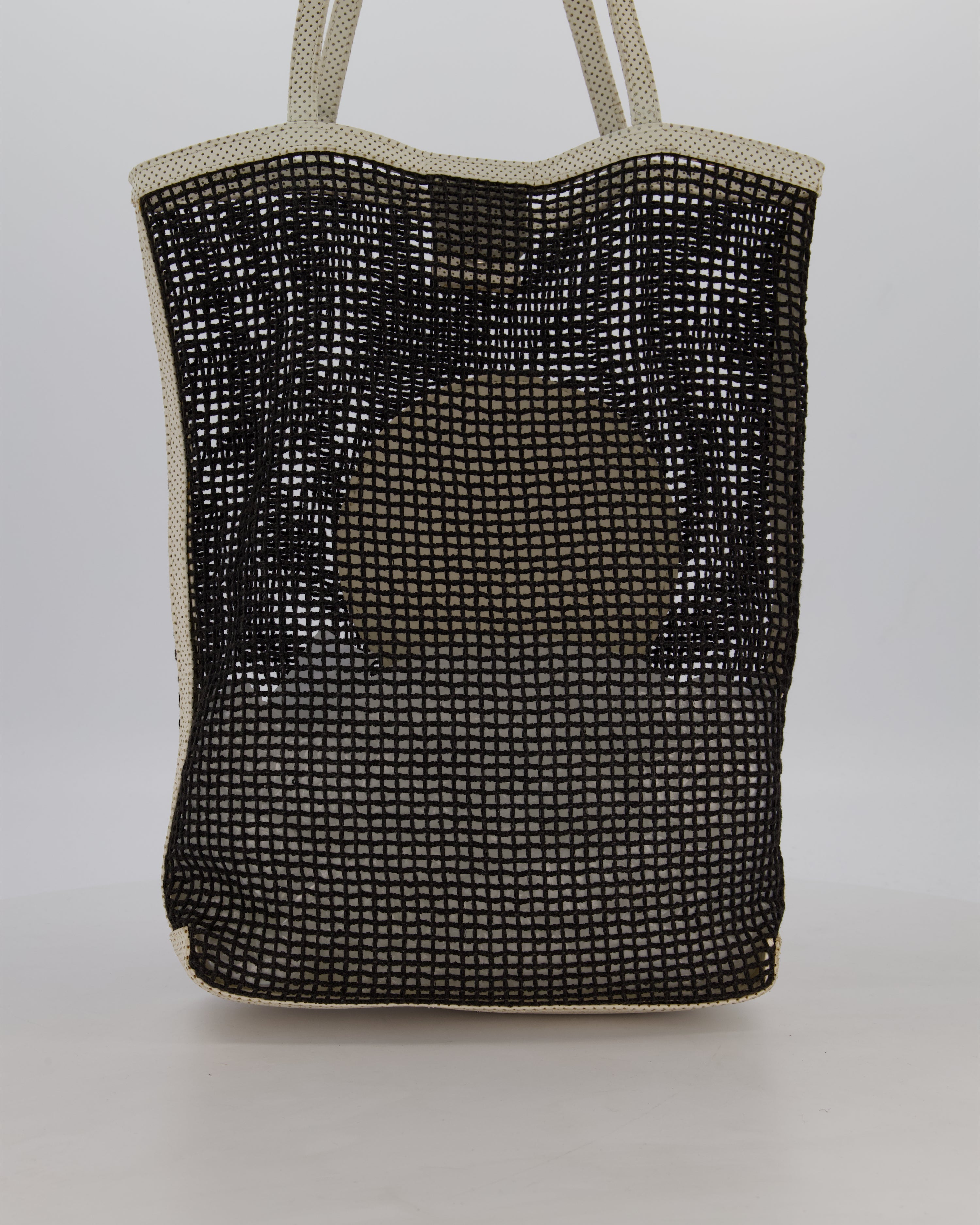 *SUPER RARE & HOT* Chanel Vintage Black 2004 Mesh Tennis Shopper Tote Bag with a Green Tennis Ball Pouch and CC Logo