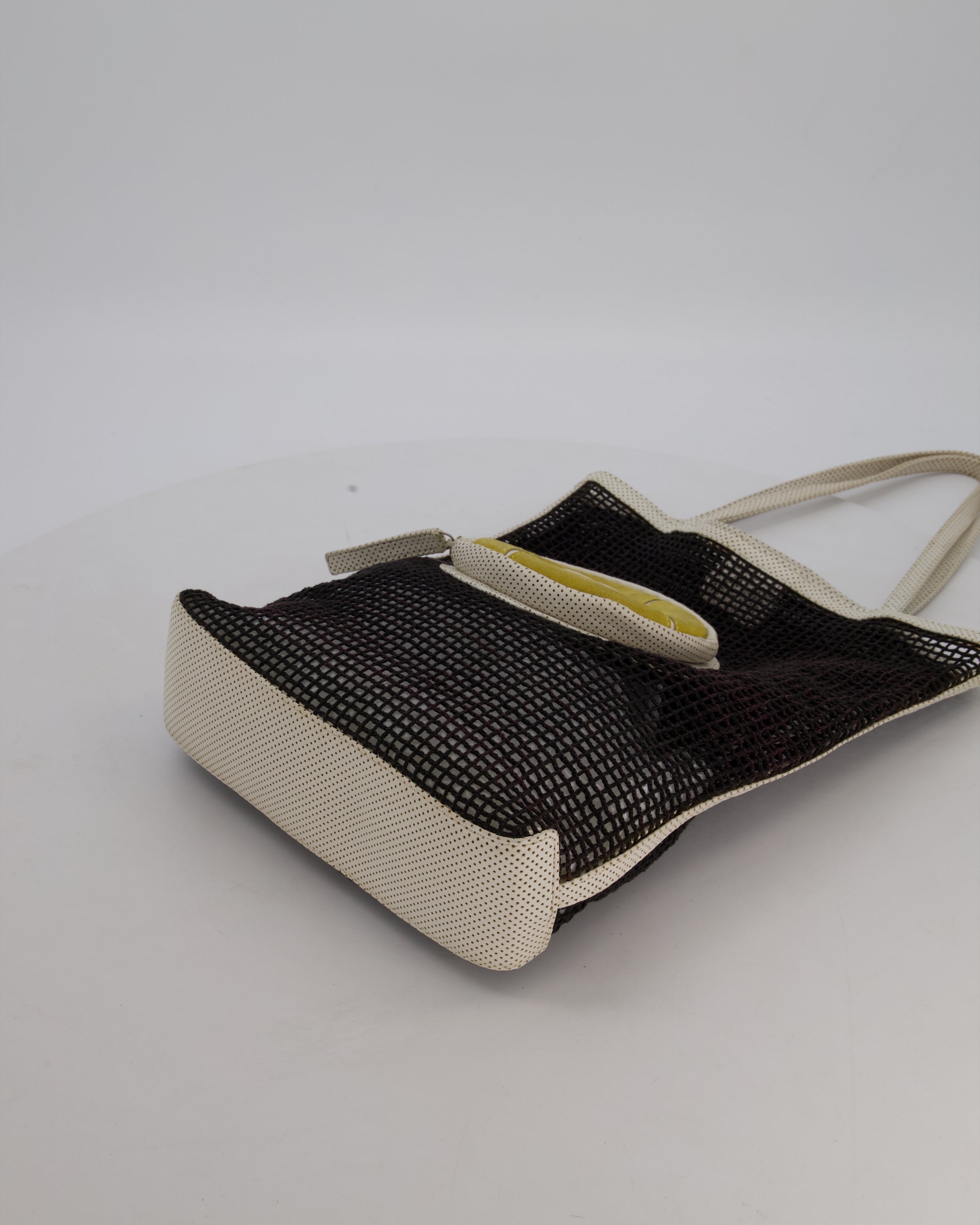*SUPER RARE & HOT* Chanel Vintage Black 2004 Mesh Tennis Shopper Tote Bag with a Green Tennis Ball Pouch and CC Logo