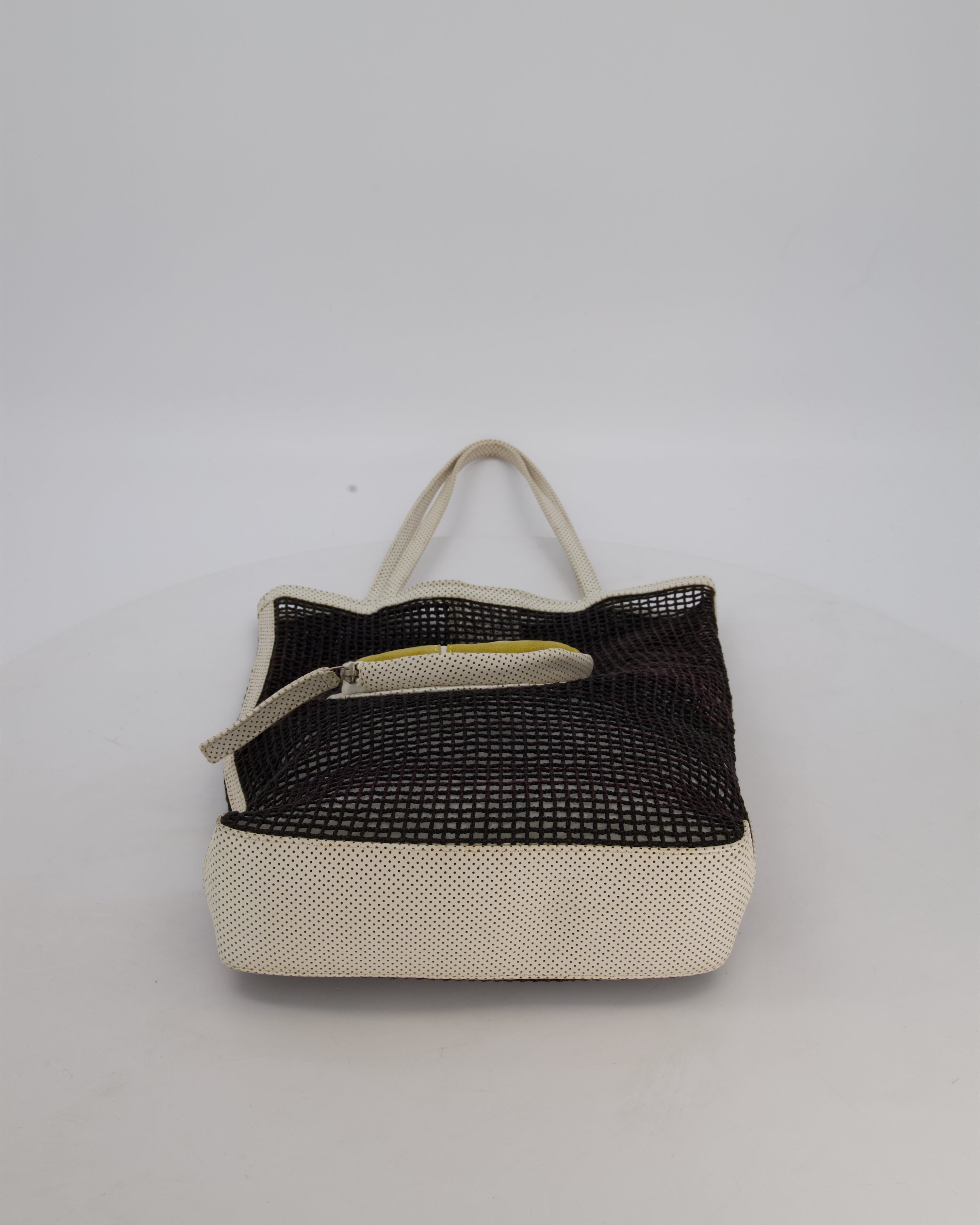 *SUPER RARE & HOT* Chanel Vintage Black 2004 Mesh Tennis Shopper Tote Bag with a Green Tennis Ball Pouch and CC Logo