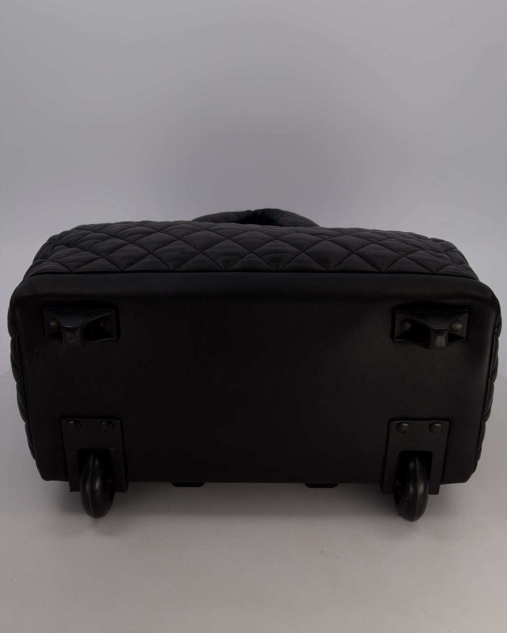 Chanel Black Large Coco Cocoon Carry on Trolley Bag in Lambskin Leather with Silver Hardware