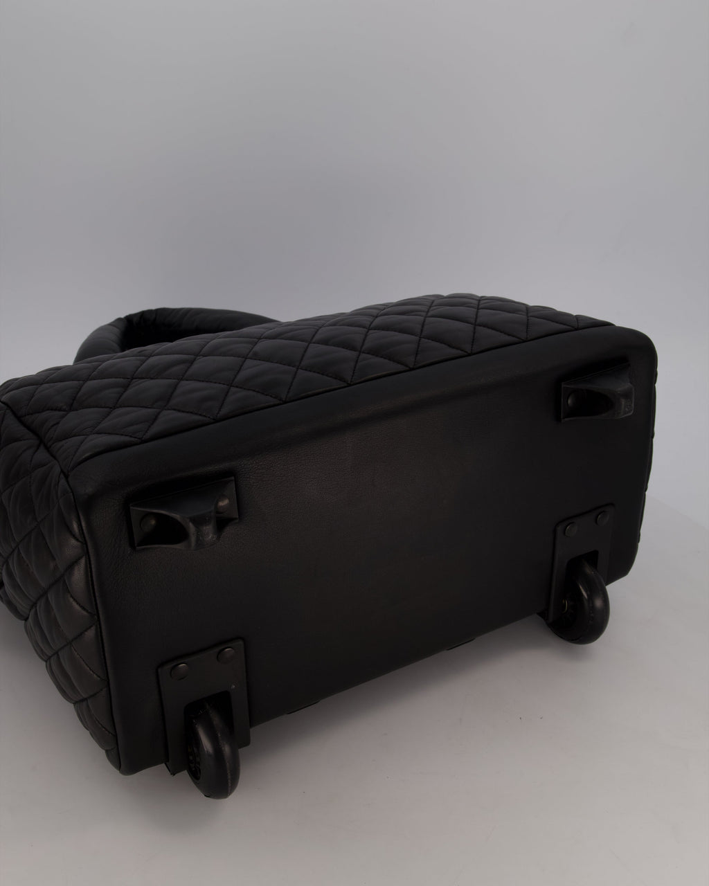 Chanel Black Large Coco Cocoon Carry on Trolley Bag in Lambskin Leather with Silver Hardware