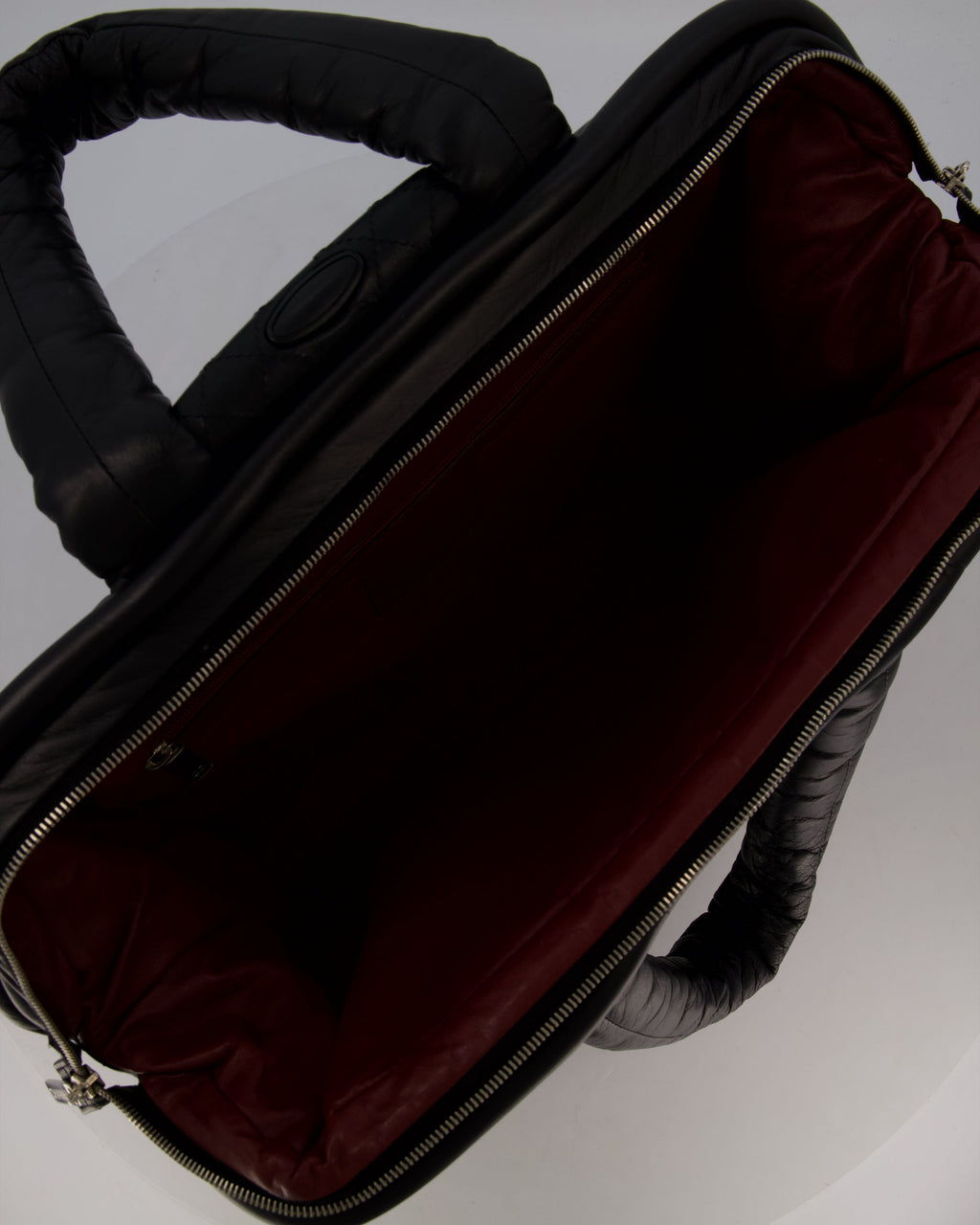 Chanel Black Large Coco Cocoon Carry on Trolley Bag in Lambskin Leather with Silver Hardware
