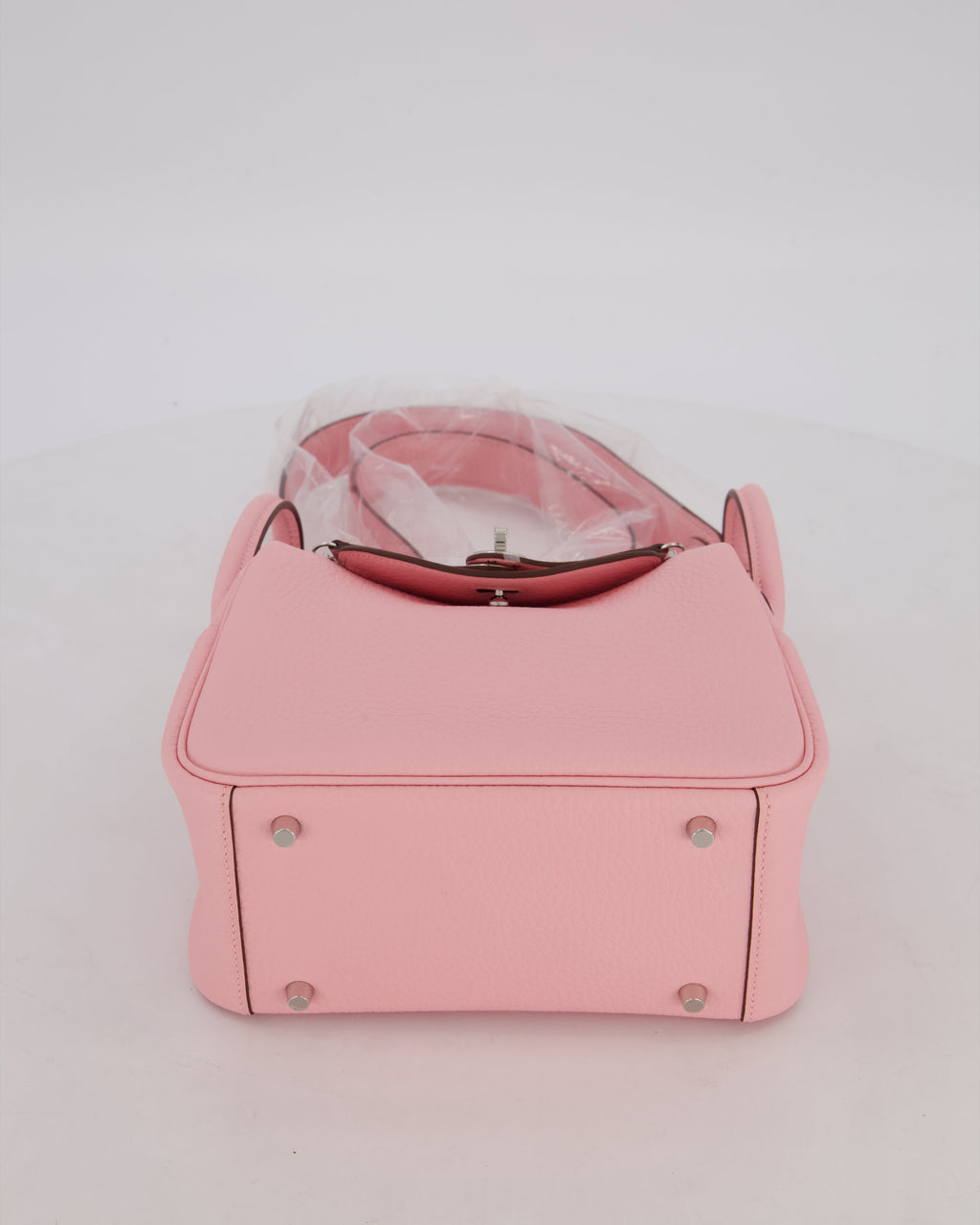 *SUPER HOT* Hermès Mini Lindy II Bag in Rose Sakura Taurillon Clemence Leather with Palladium Hardware