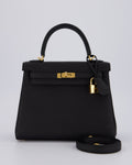 Hermès Kelly 25 Retourne Bag in Noir Togo Leather and Gold Hardware