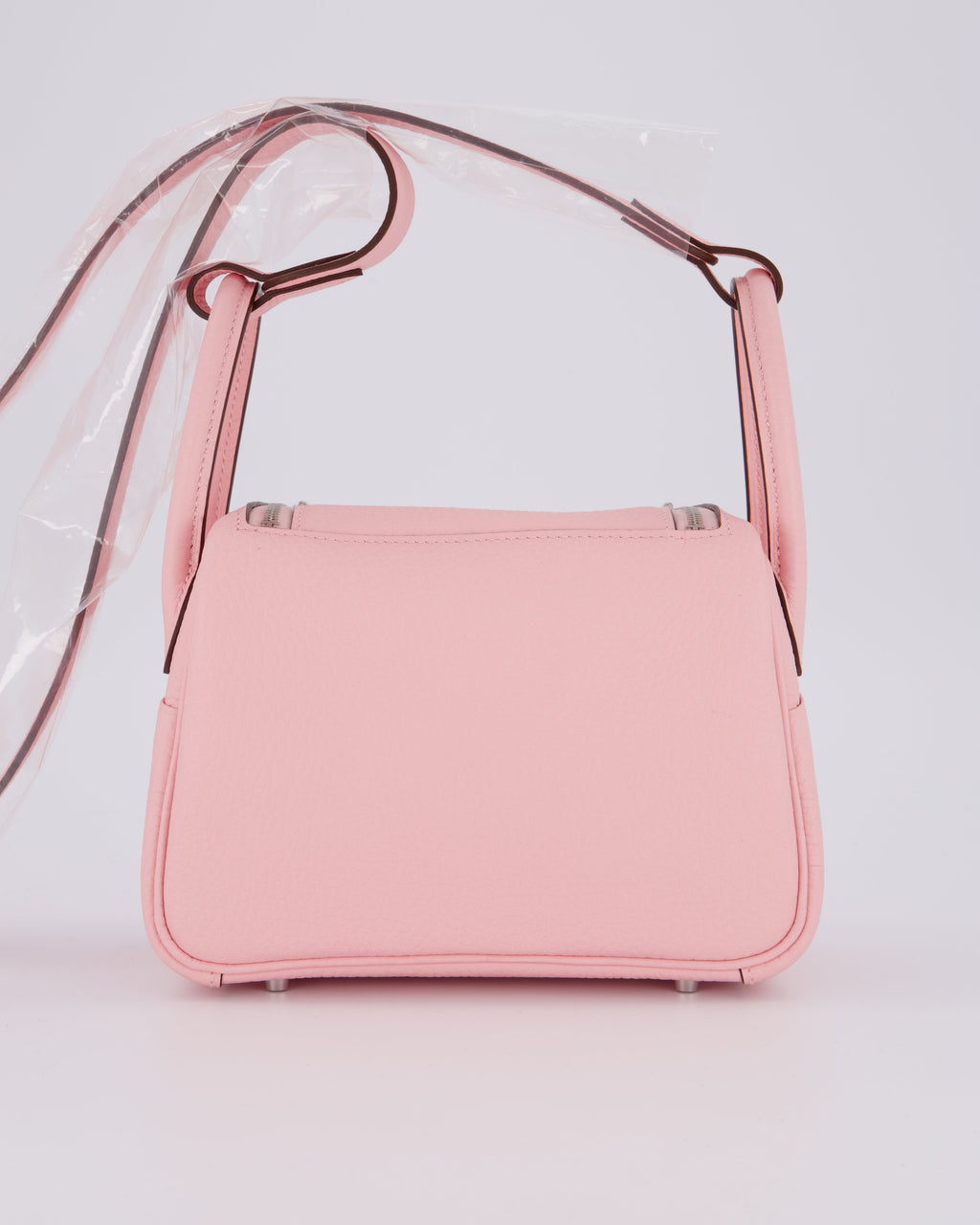 *SUPER HOT* Hermès Mini Lindy II Bag in Rose Sakura Taurillon Clemence Leather with Palladium Hardware