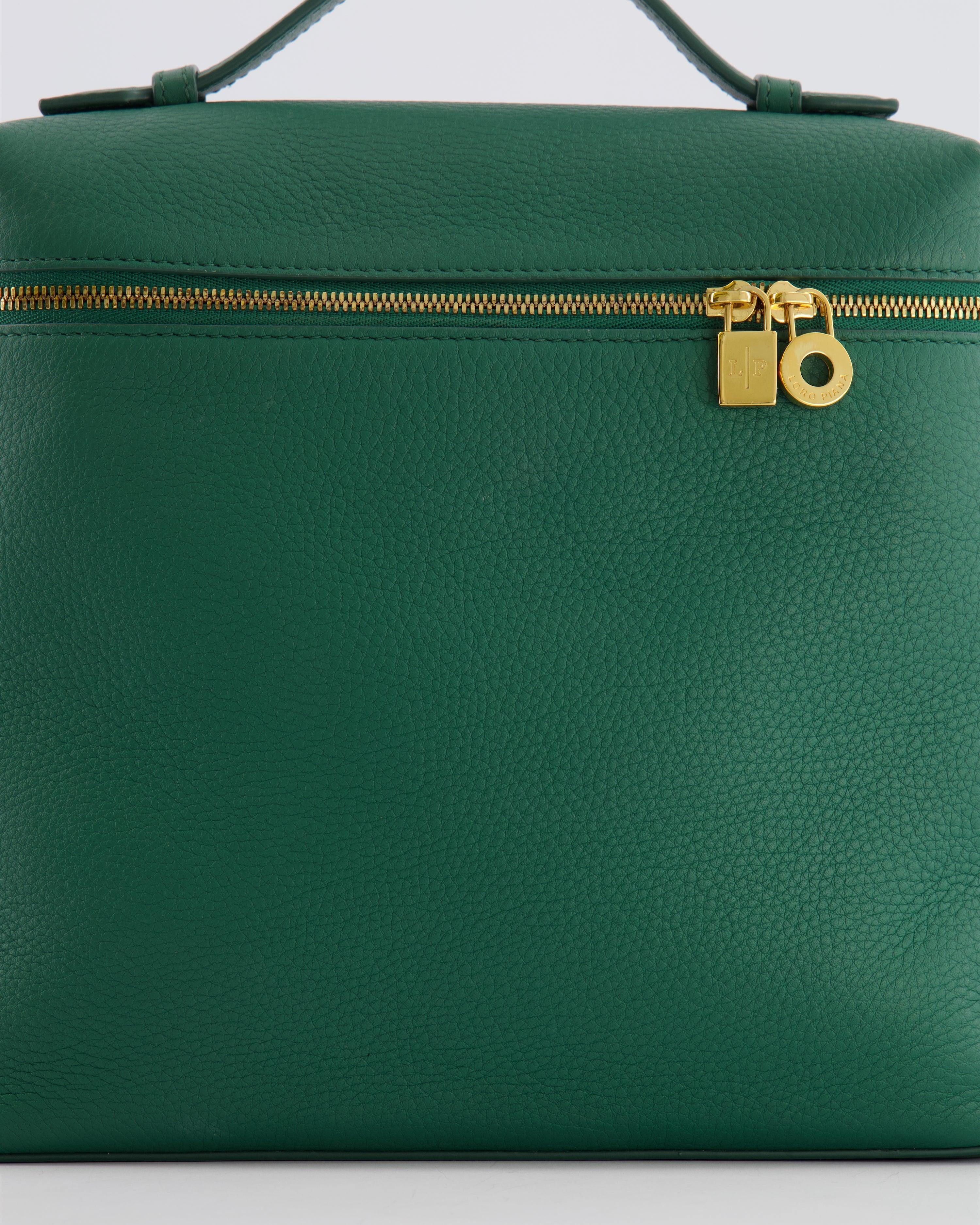 Loro Piana L23.5 Extra Pocket Backpack in Forest Green Grained Calfskin Leather with Gold Hardware RRP £2,900