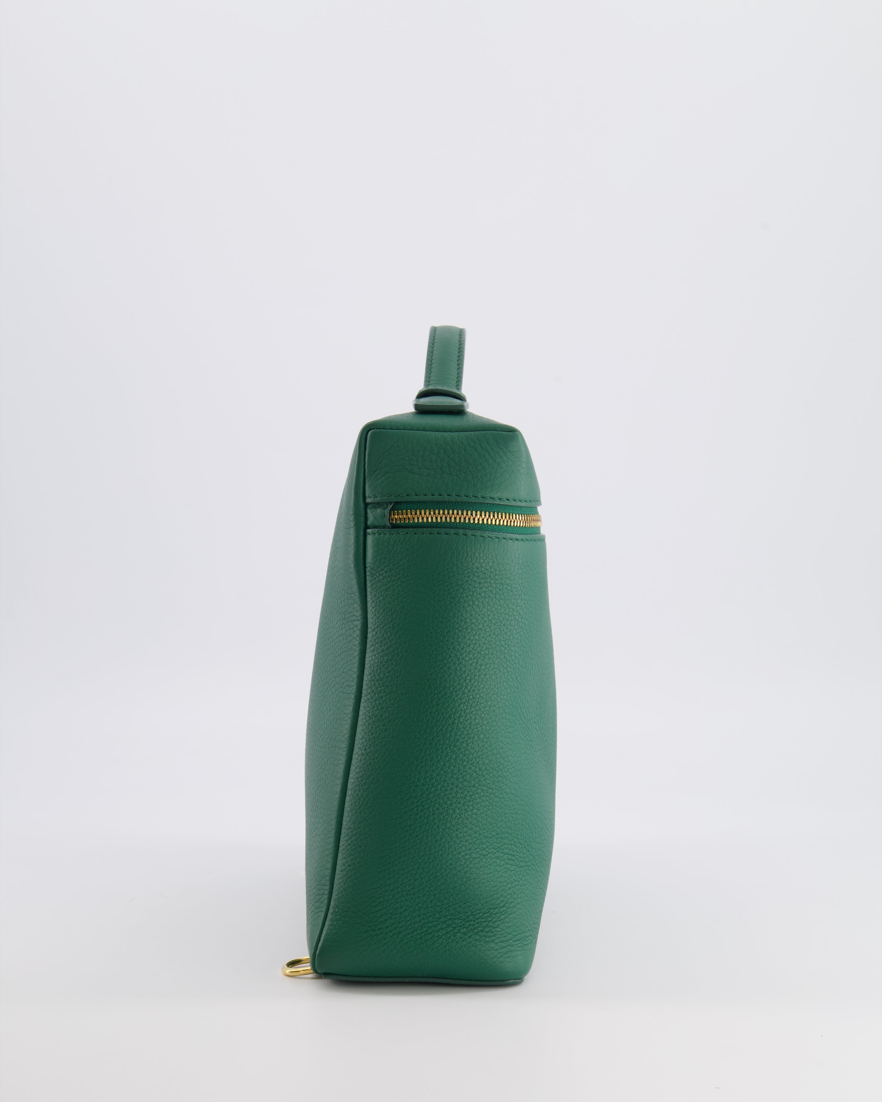 Loro Piana L23.5 Extra Pocket Backpack in Forest Green Grained Calfskin Leather with Gold Hardware RRP £2,900