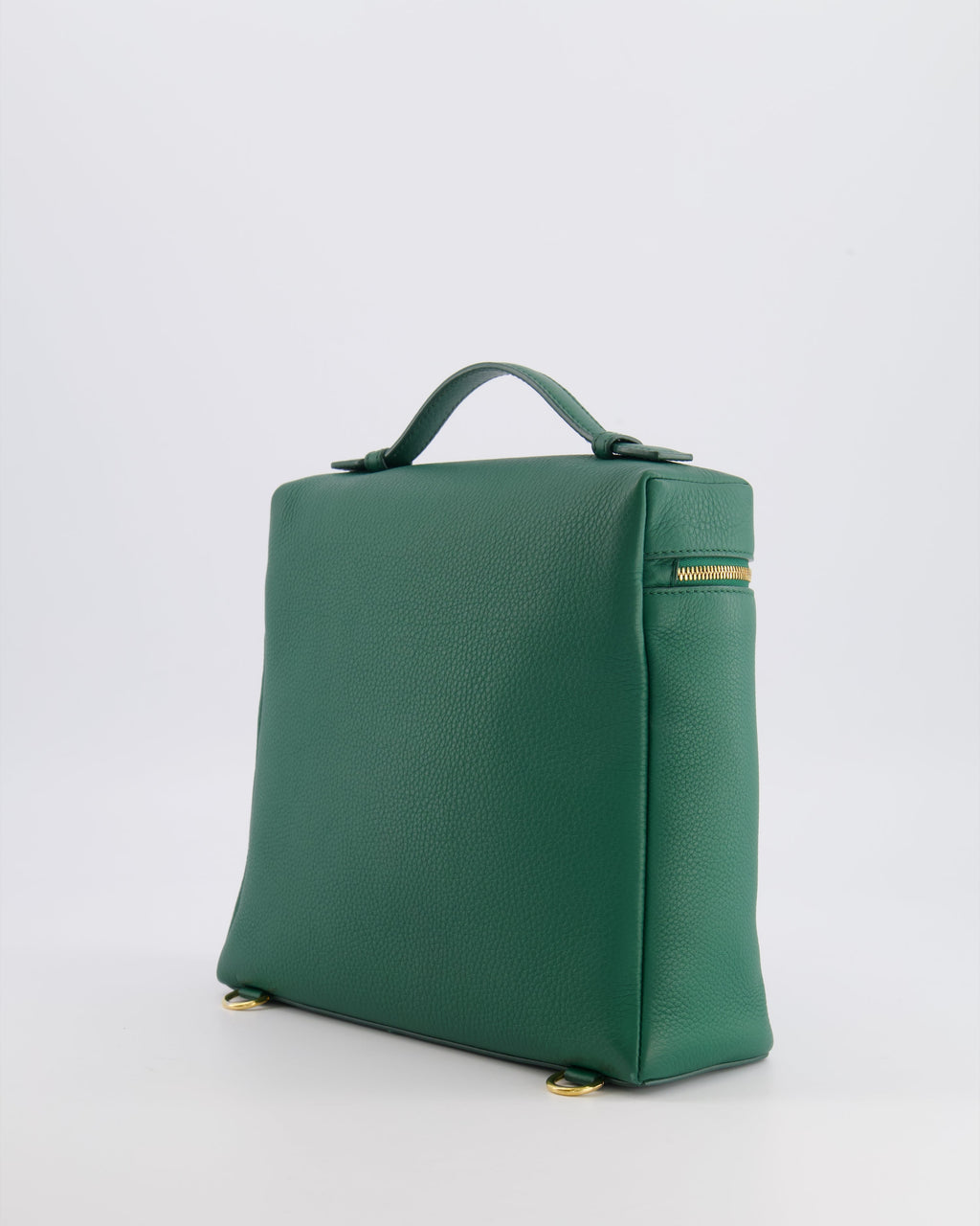 Loro Piana L23.5 Extra Pocket Backpack in Forest Green Grained Calfskin Leather with Gold Hardware RRP £2,900