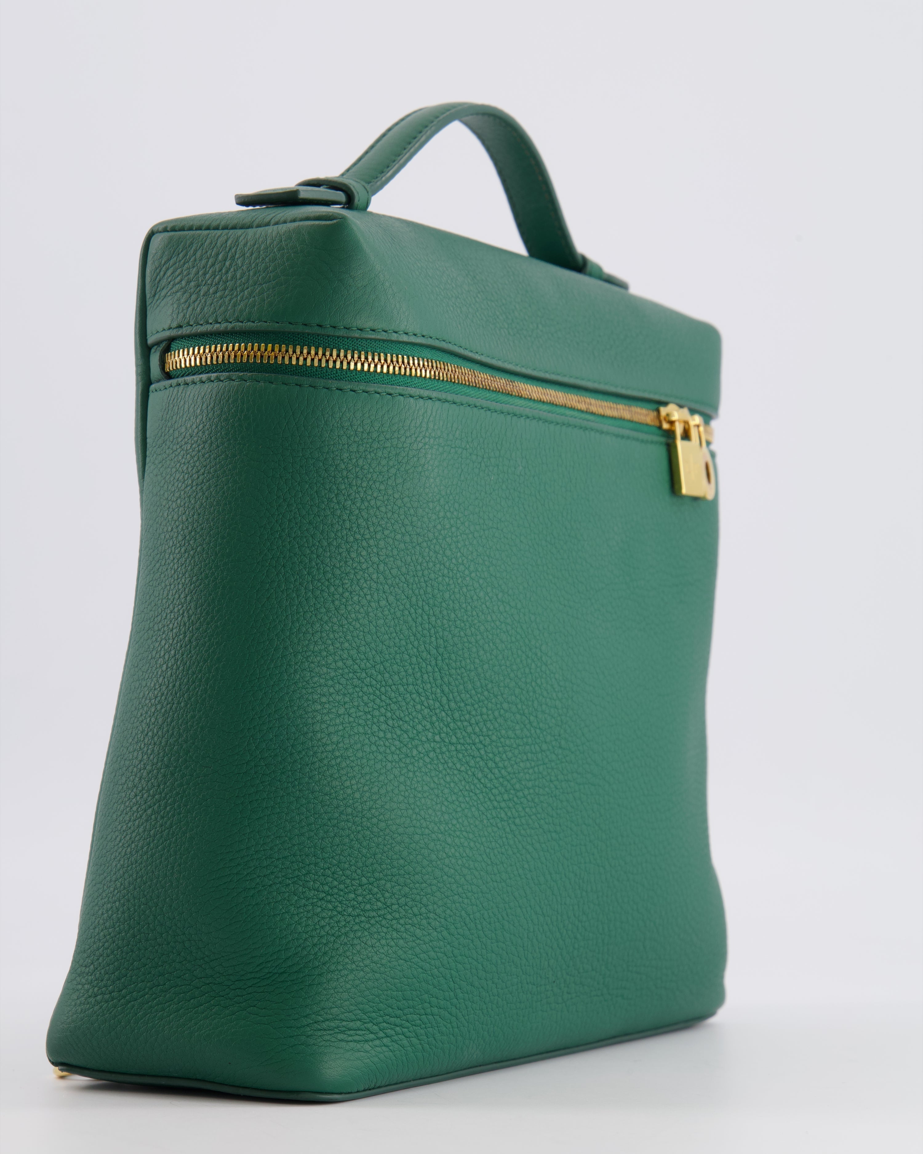 Loro Piana L23.5 Extra Pocket Backpack in Forest Green Grained Calfskin Leather with Gold Hardware RRP £2,900