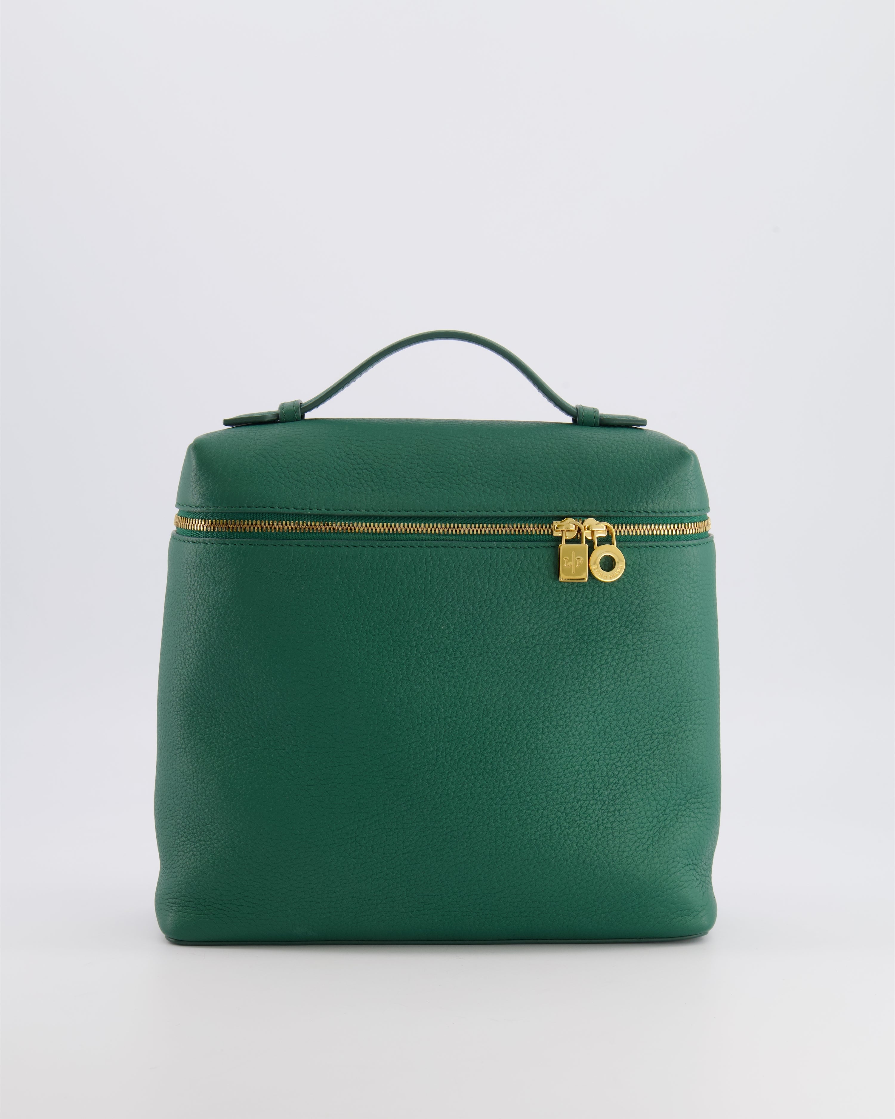 Loro Piana L23.5 Extra Pocket Backpack in Forest Green Grained Calfskin Leather with Gold Hardware RRP £2,900
