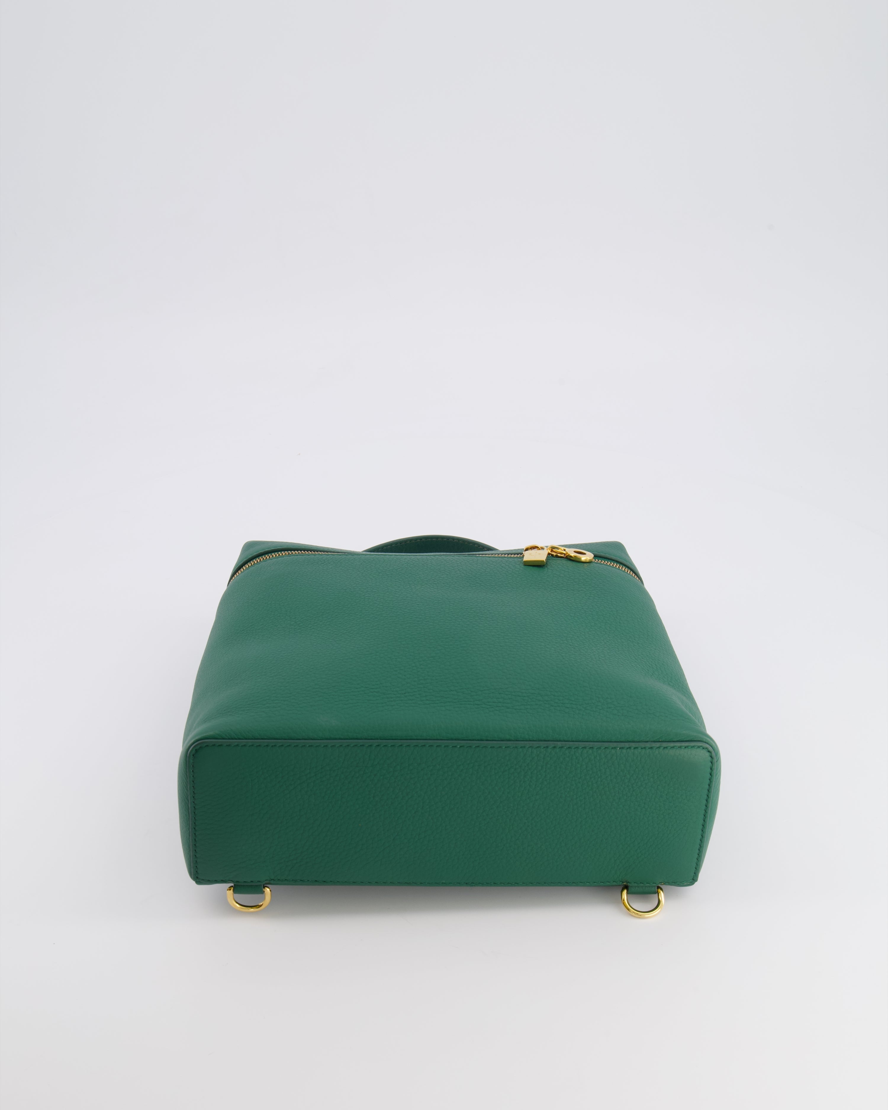 Loro Piana L23.5 Extra Pocket Backpack in Forest Green Grained Calfskin Leather with Gold Hardware RRP £2,900