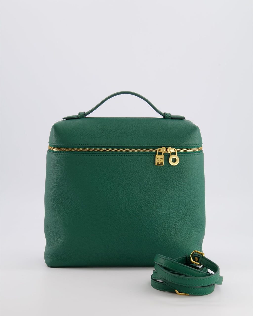 Loro Piana L23.5 Extra Pocket Backpack in Forest Green Grained Calfskin Leather with Gold Hardware RRP £2,900