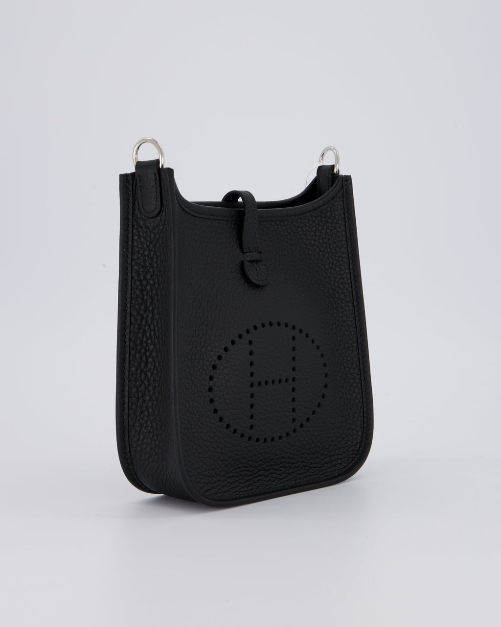Hermès Mini Evelyne 16 Bag in Noir Clemence Leather with Palladium Hardware