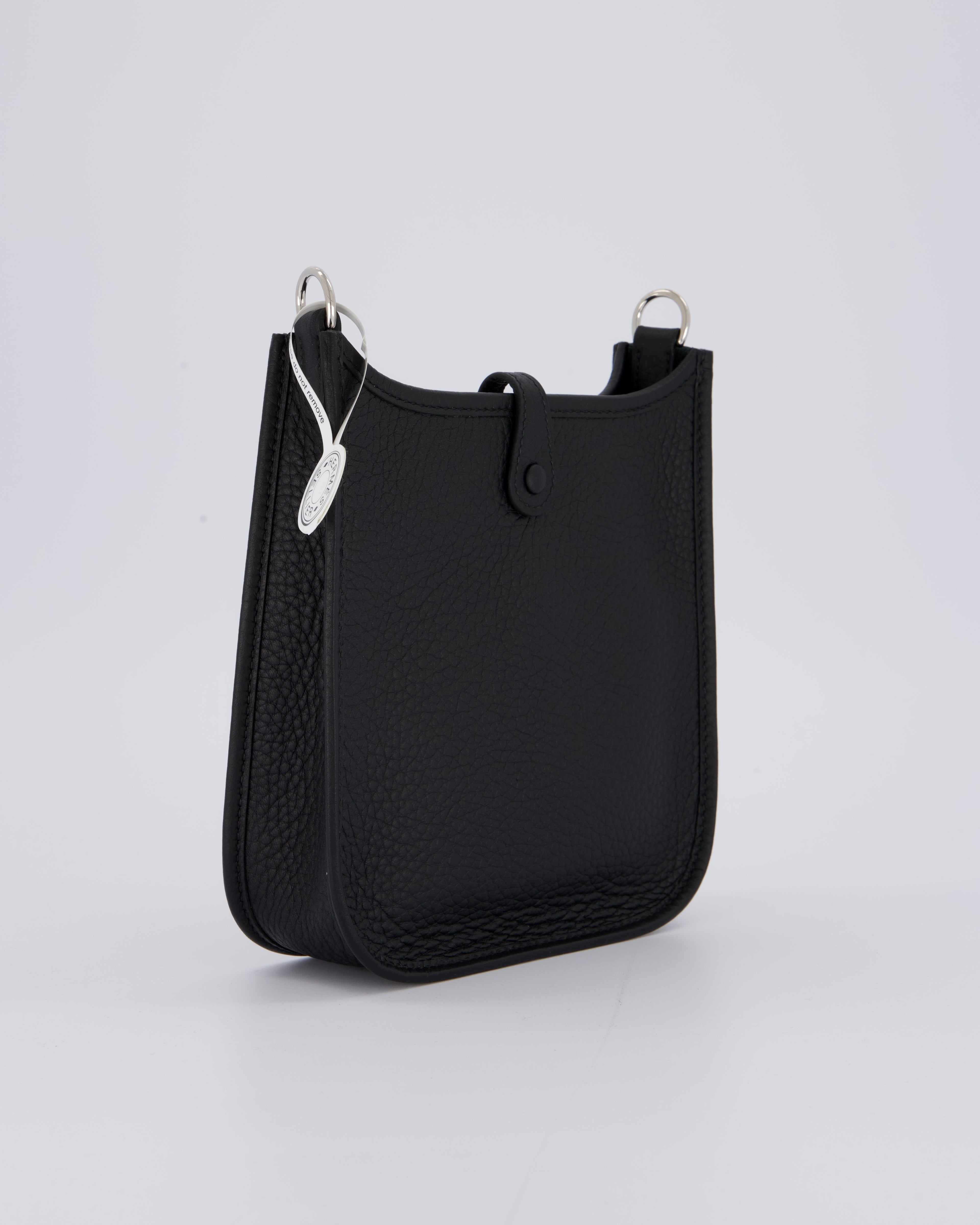 Hermès Mini Evelyne 16 Bag in Noir Clemence Leather with Palladium Hardware