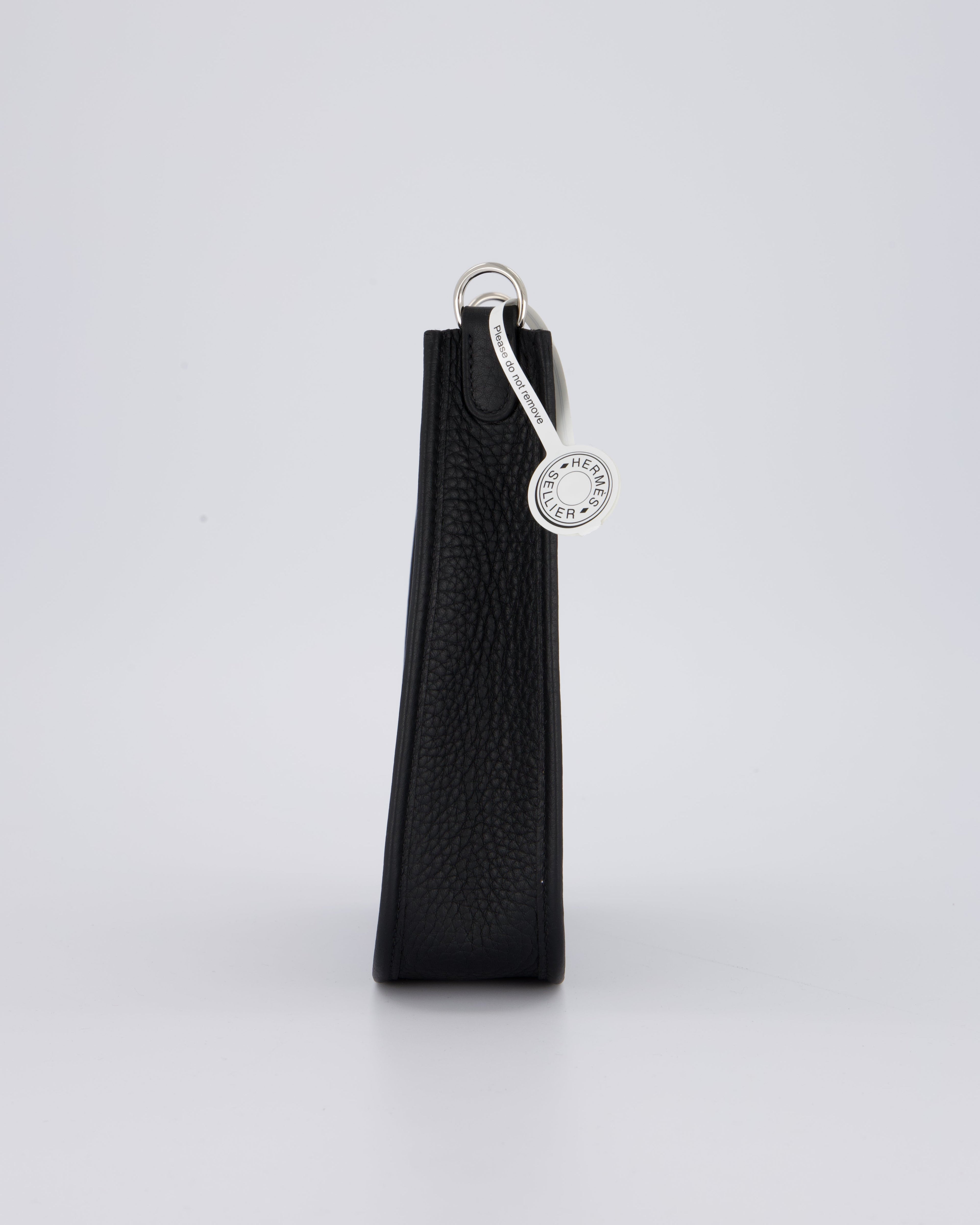 Hermès Mini Evelyne 16 Bag in Noir Clemence Leather with Palladium Hardware