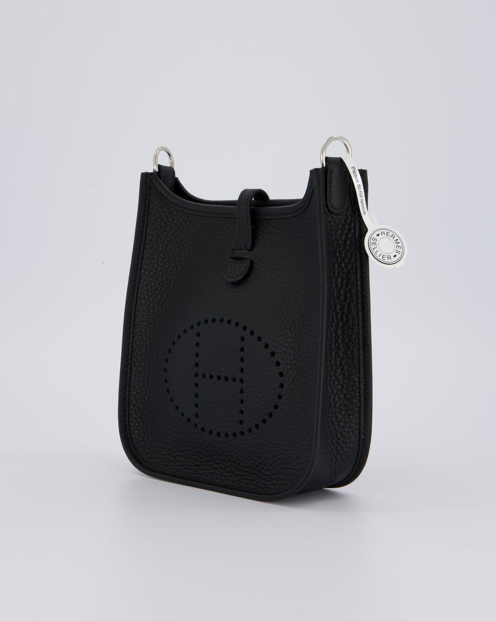 Hermès Mini Evelyne 16 Bag in Noir Clemence Leather with Palladium Hardware
