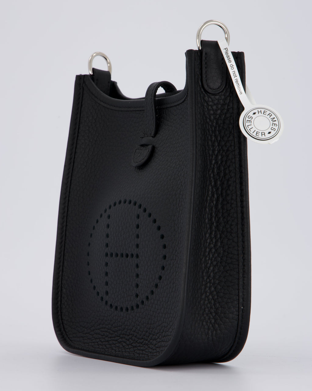 Hermès Mini Evelyne 16 Bag in Noir Clemence Leather with Palladium Hardware