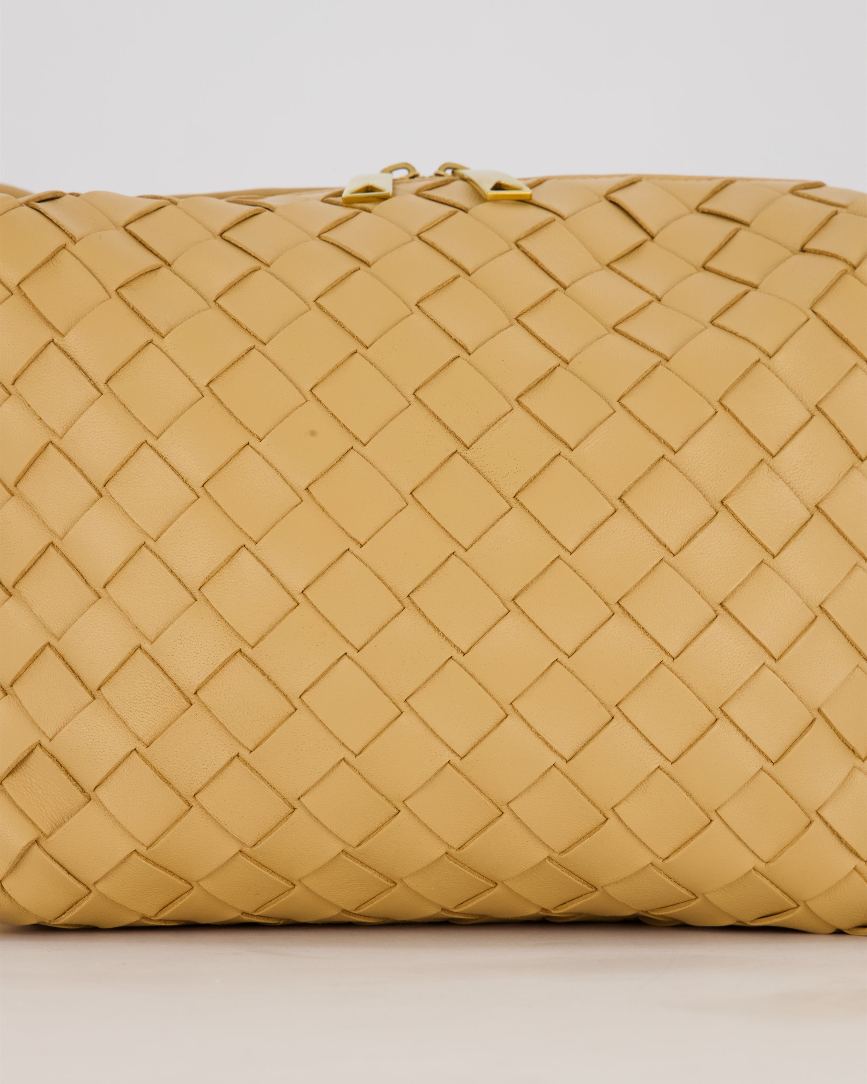 Bottega Veneta Beige Medium Loop Intrecciato Camera Bag in Lambskin Leather