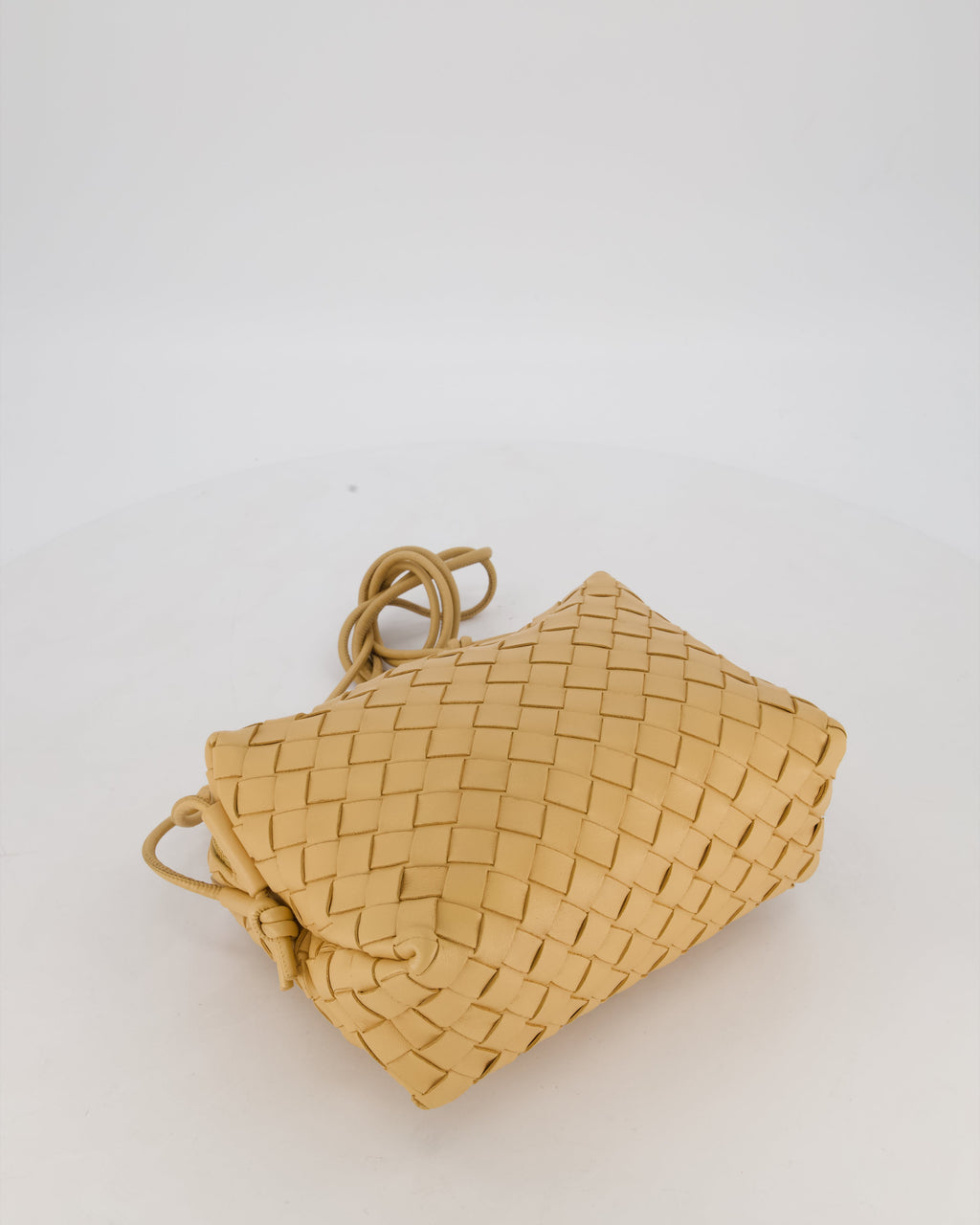 Bottega Veneta Beige Medium Loop Intrecciato Camera Bag in Lambskin Leather