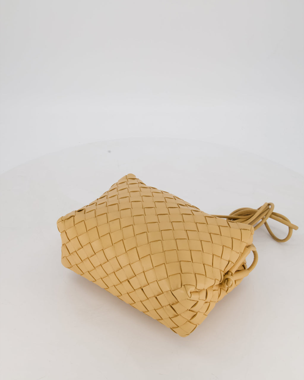 Bottega Veneta Beige Medium Loop Intrecciato Camera Bag in Lambskin Leather