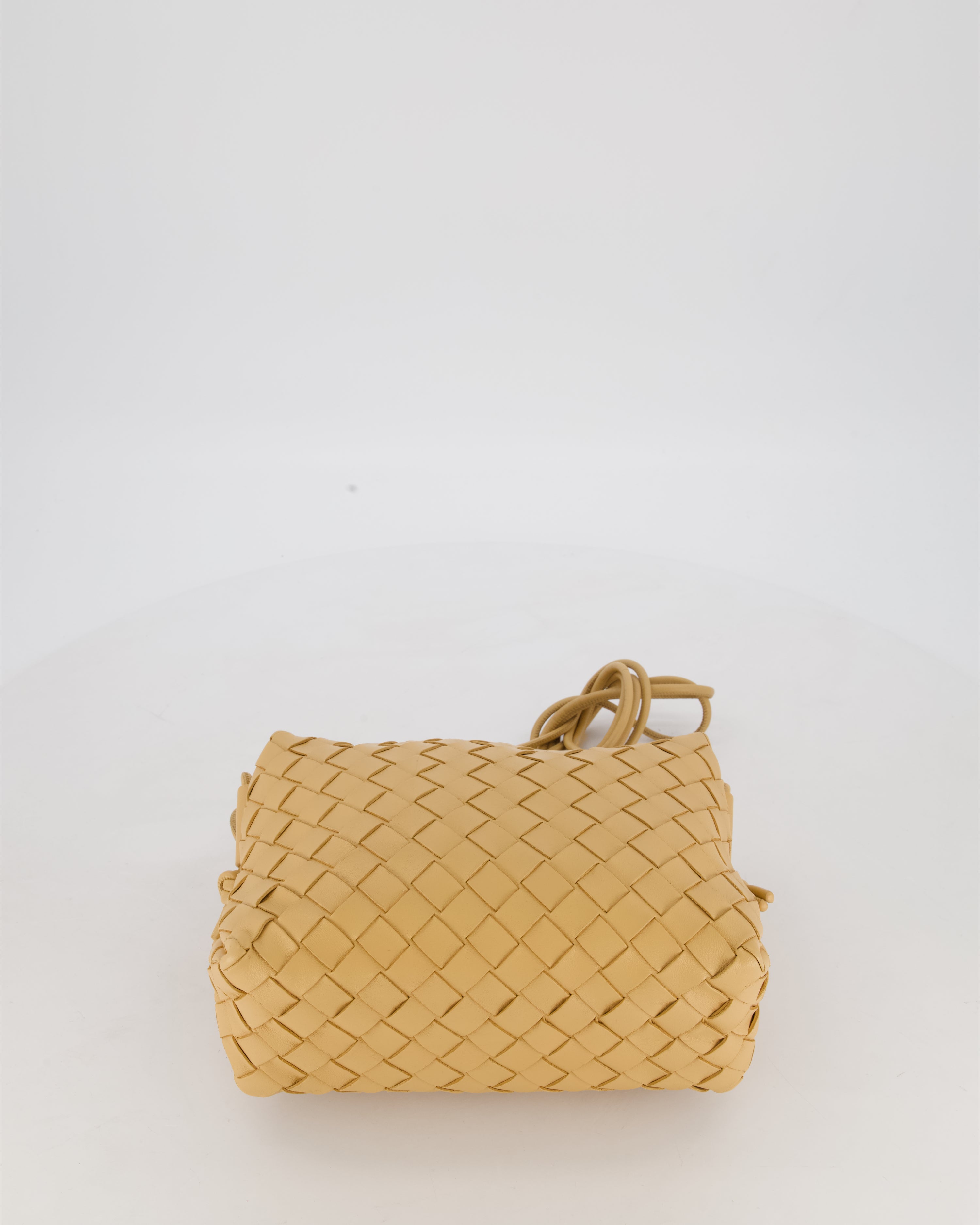 Bottega Veneta Beige Medium Loop Intrecciato Camera Bag in Lambskin Leather