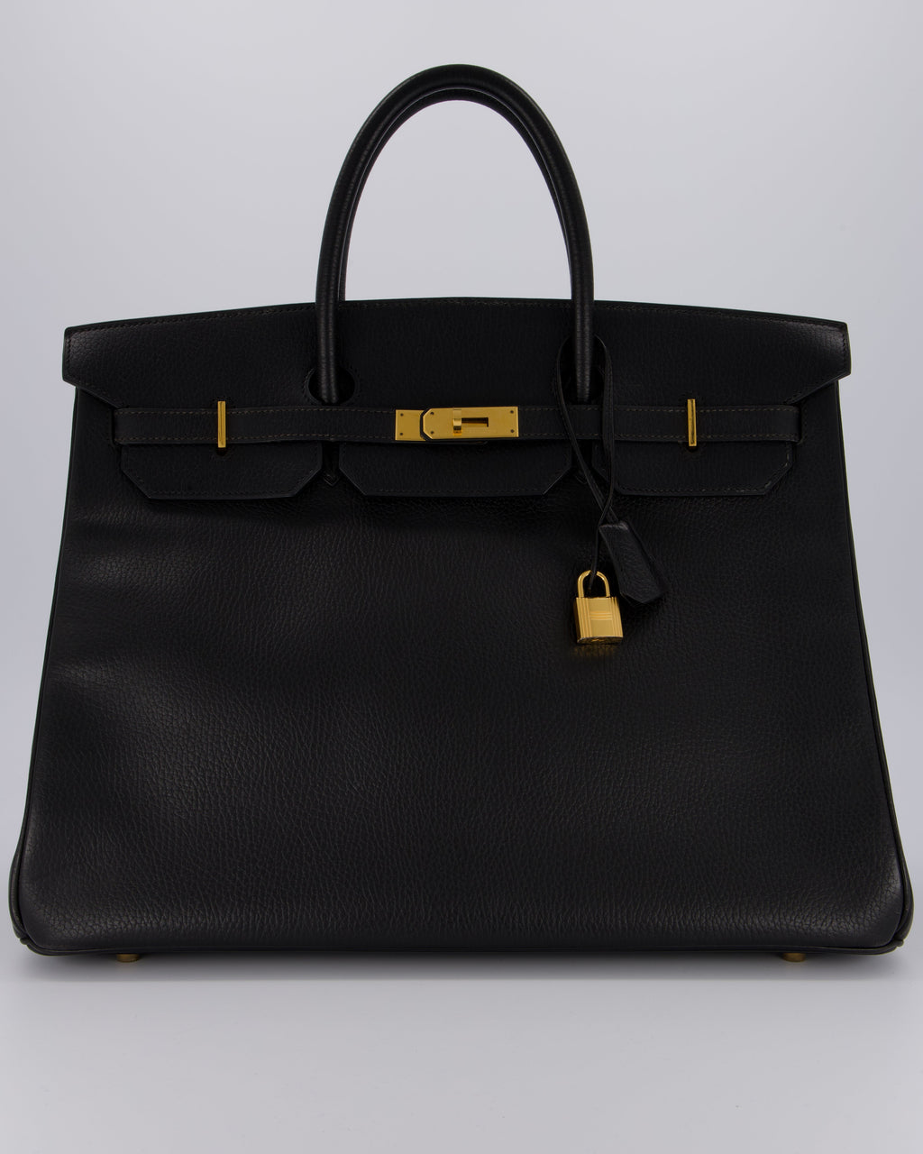 *RARE* Hermès Birkin 40 Retourne Bag in Black Ardennes Leather with Gold Hardware