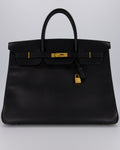 *RARE* Hermès Birkin 40 Retourne Bag in Black Ardennes Leather with Gold Hardware