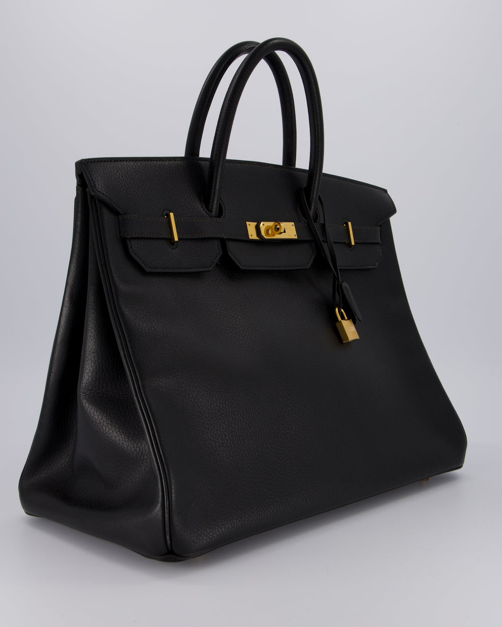 *RARE* Hermès Birkin 40 Retourne Bag in Black Ardennes Leather with Gold Hardware