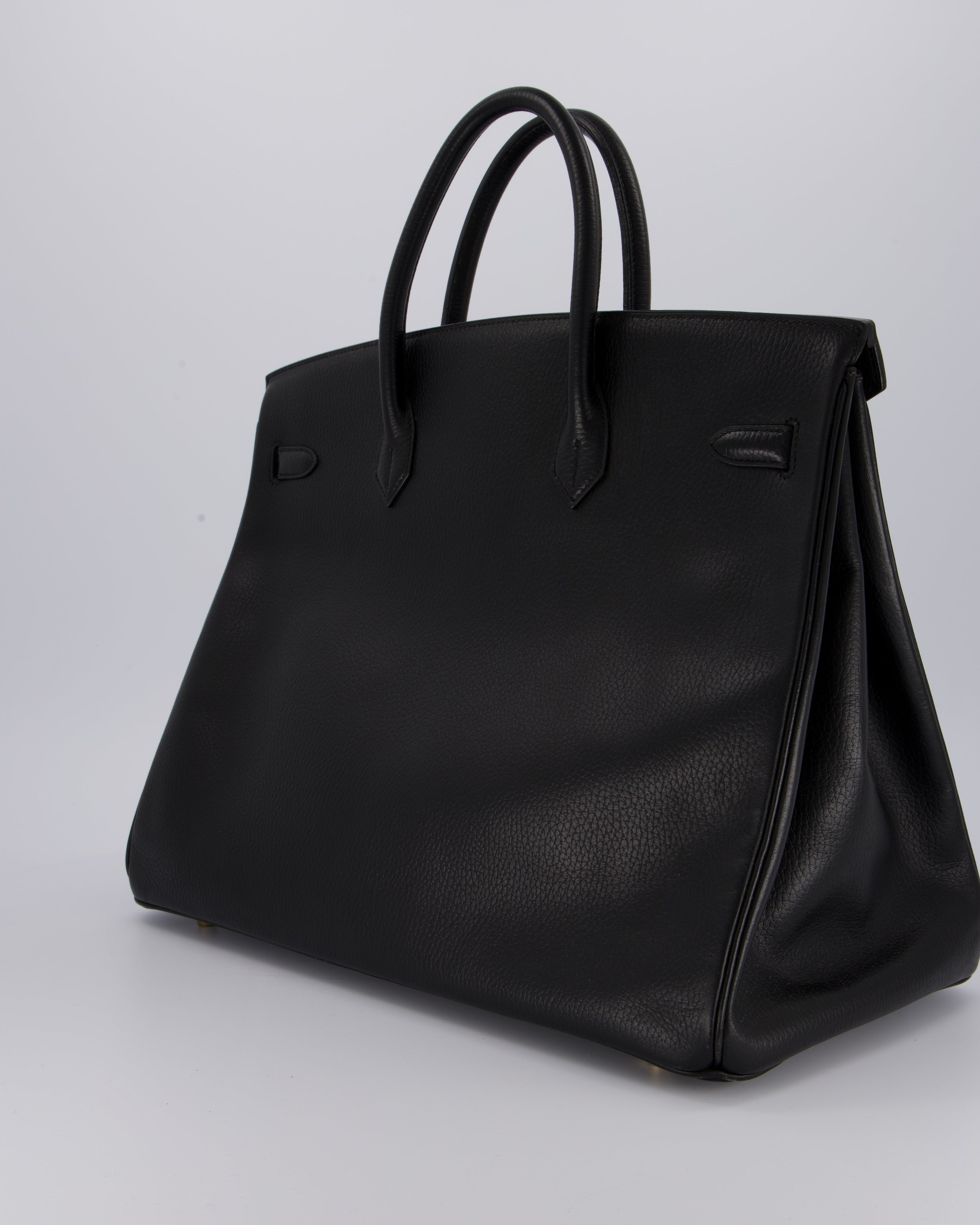 *RARE* Hermès Birkin 40 Retourne Bag in Black Ardennes Leather with Gold Hardware