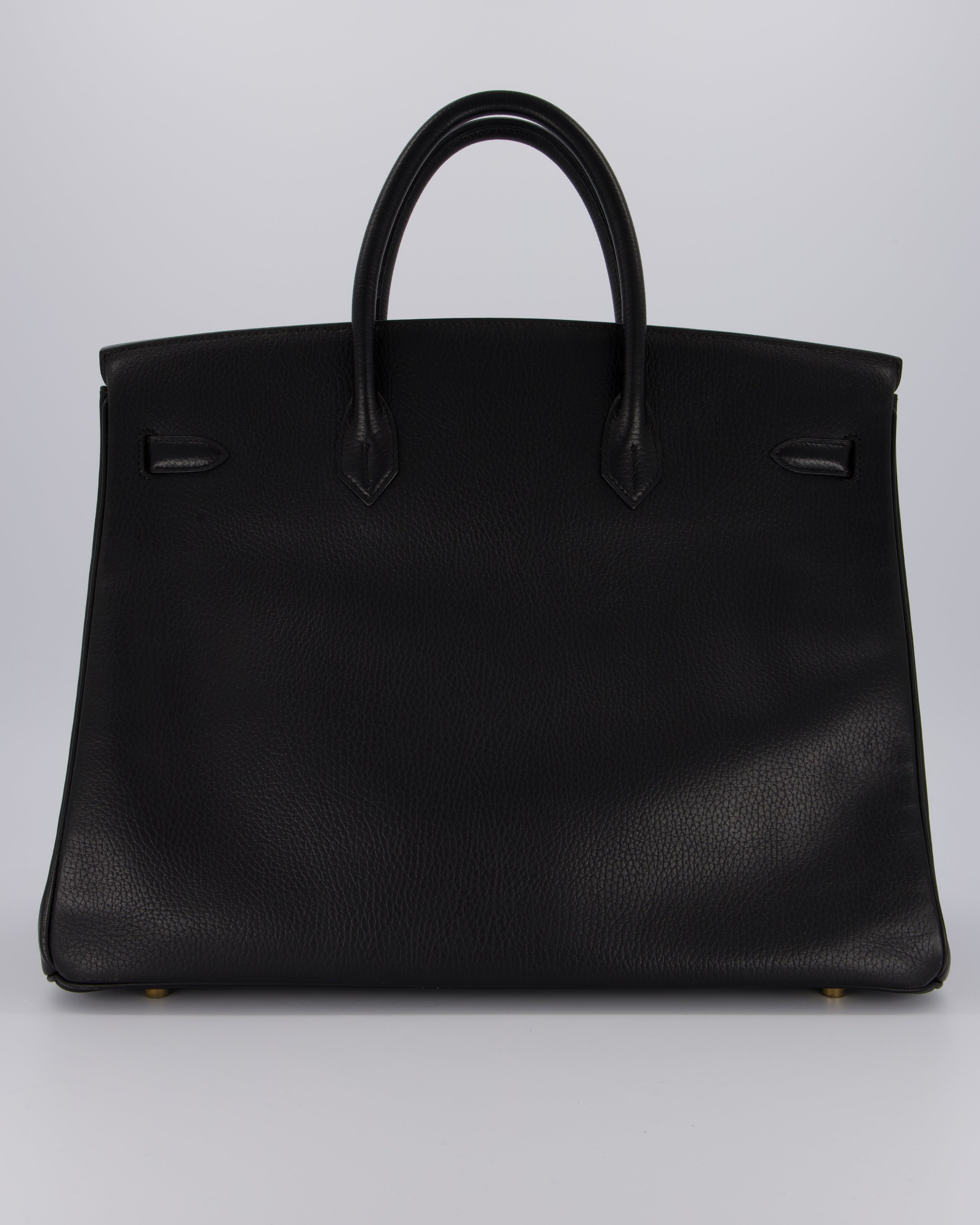 *RARE* Hermès Birkin 40 Retourne Bag in Black Ardennes Leather with Gold Hardware