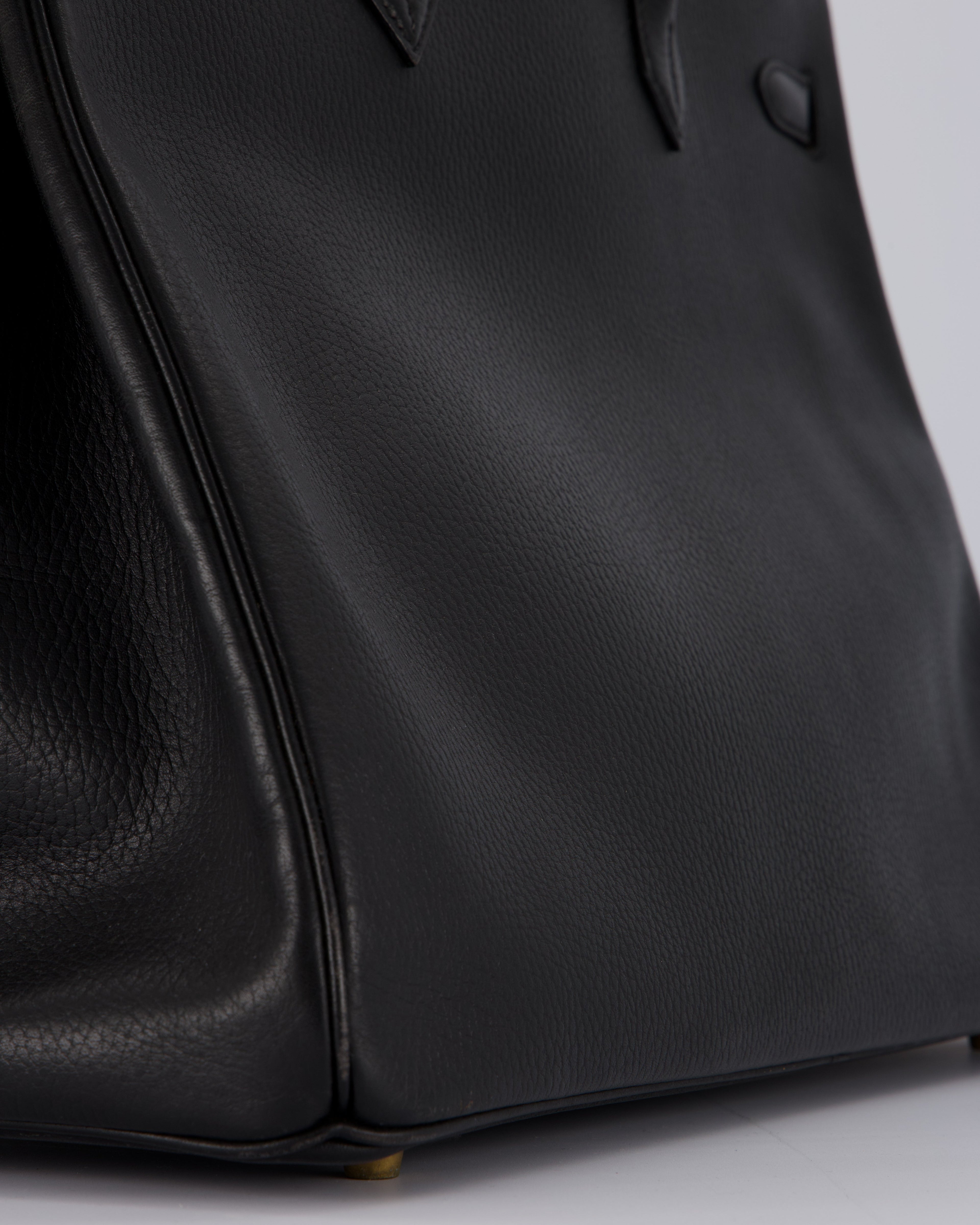 *RARE* Hermès Birkin 40 Retourne Bag in Black Ardennes Leather with Gold Hardware
