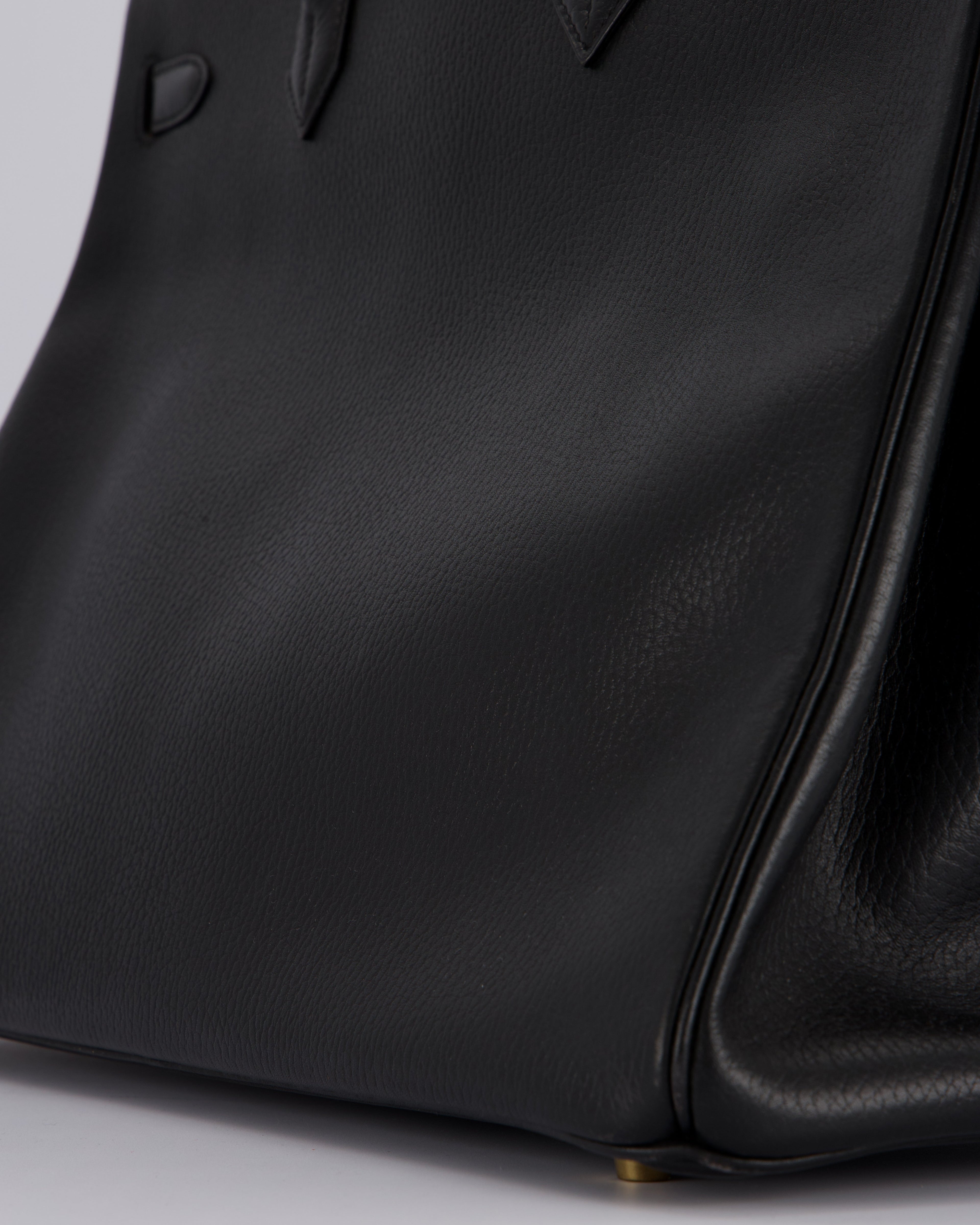 *RARE* Hermès Birkin 40 Retourne Bag in Black Ardennes Leather with Gold Hardware