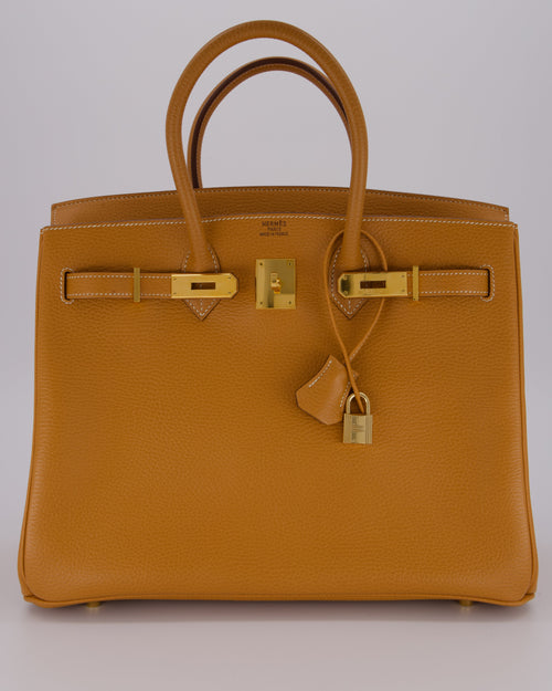 *VERY RARE* Hermès Vintage Birkin 35 Retourne Bag in Naturel Ardennes Leather With Gold Hardware