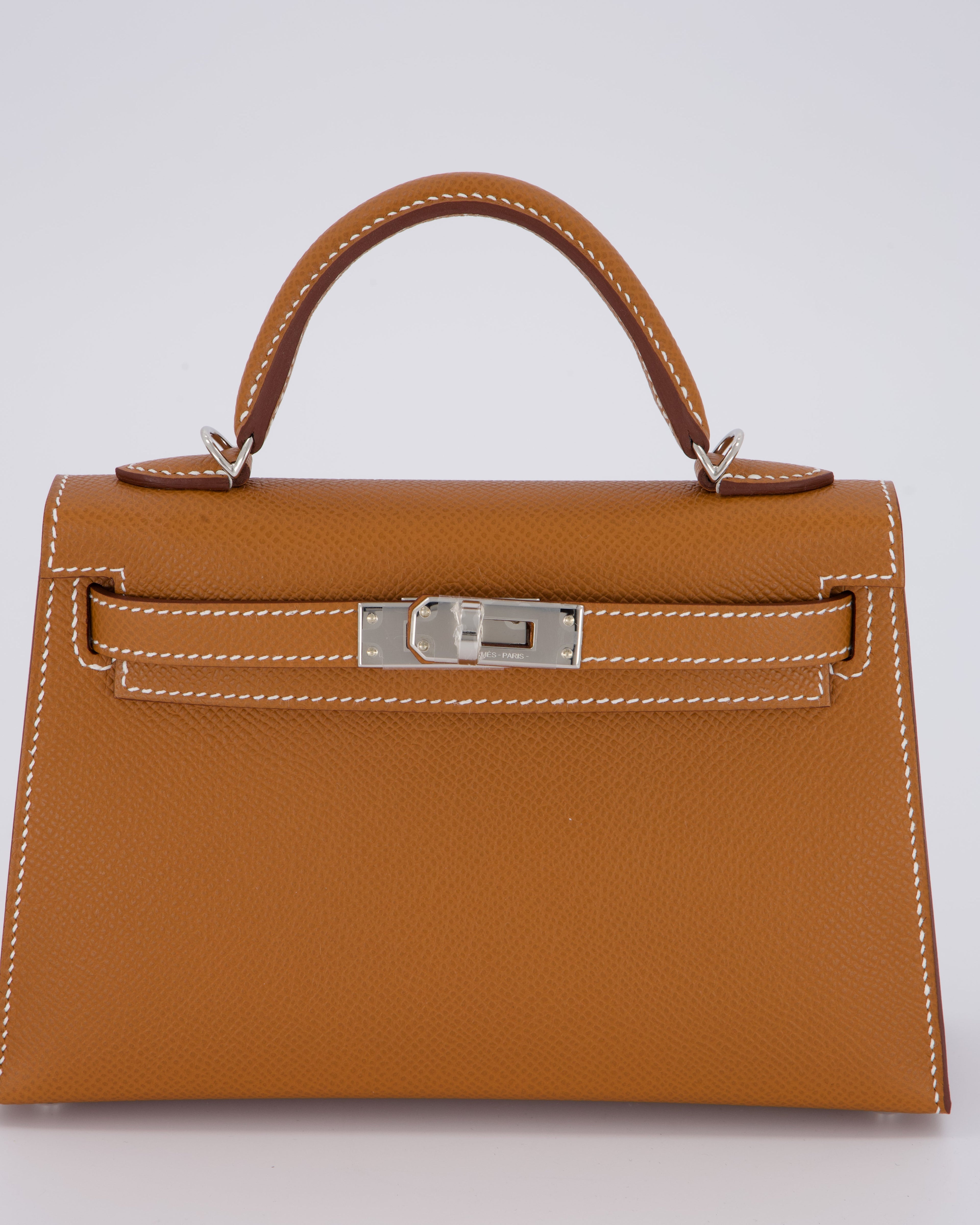 *NEW STAMP* Hermès Mini Kelly II 20 Bag in Gold Epsom Leather with Palladium Hardware