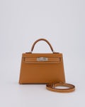 Hermès Mini Kelly II 20 Bag in Gold Epsom Leather with Palladium Hardware