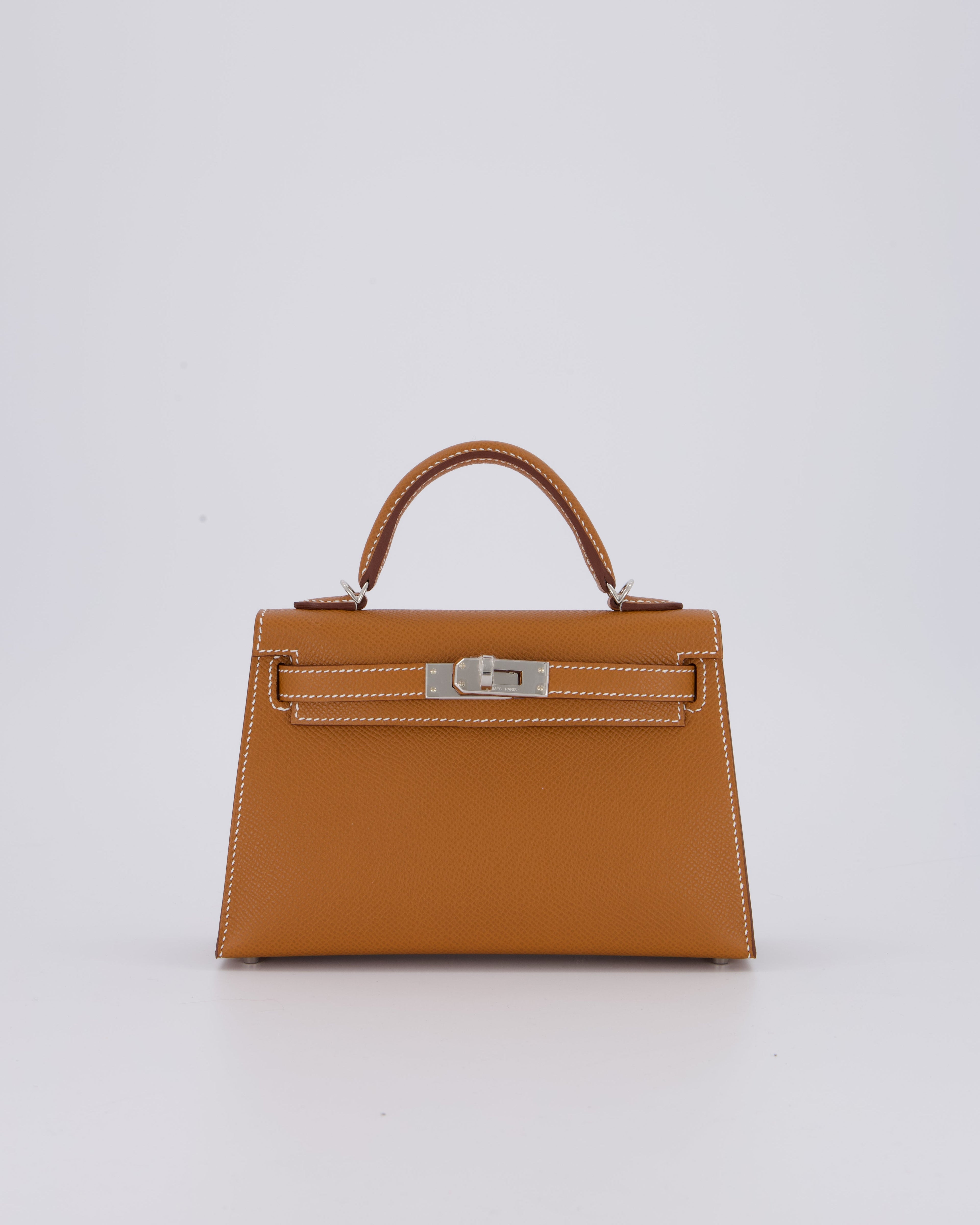 Hermès Mini Kelly II 20 Bag in Gold Epsom Leather with Palladium Hardware