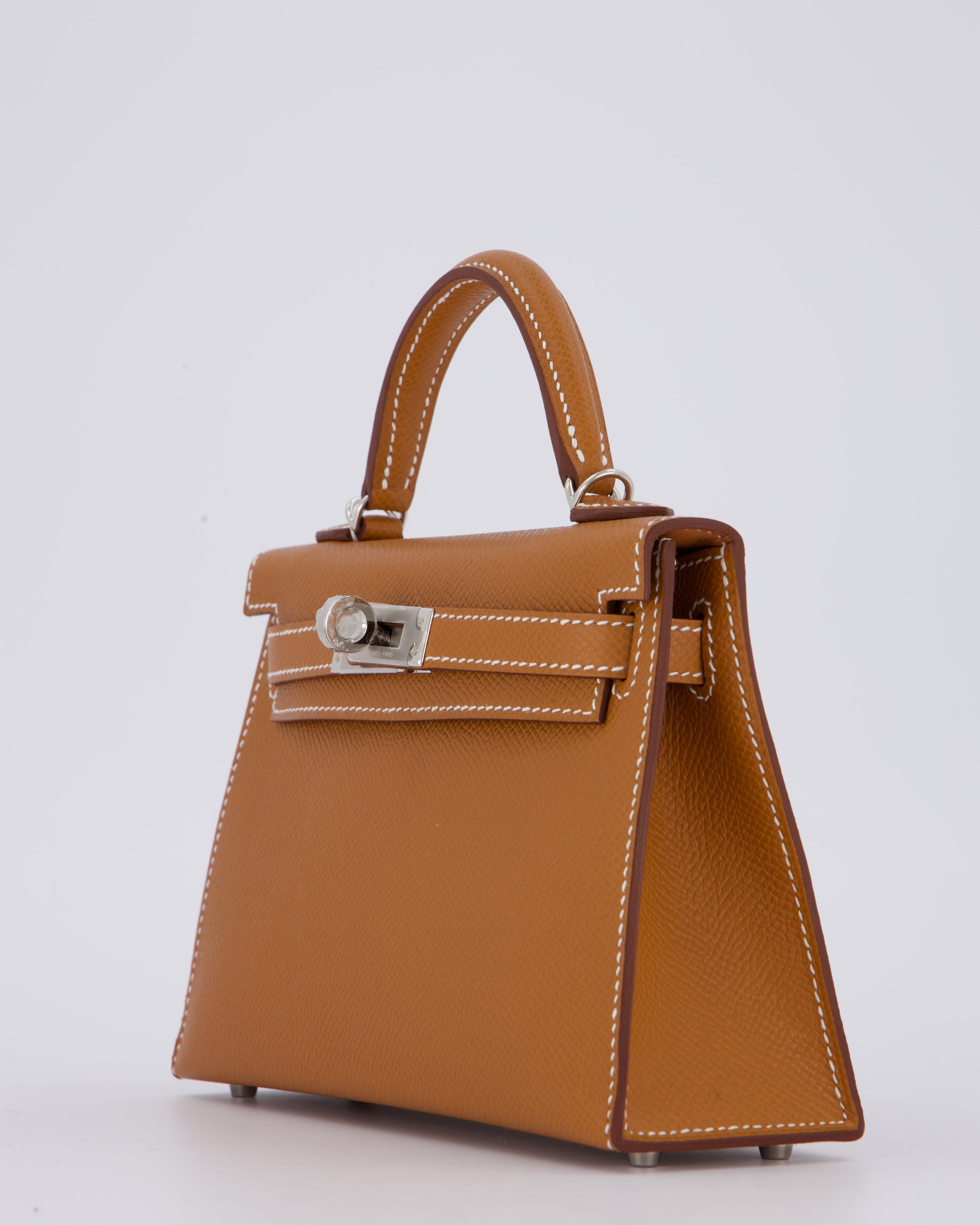 Hermès Mini Kelly II 20 Bag in Gold Epsom Leather with Palladium Hardware