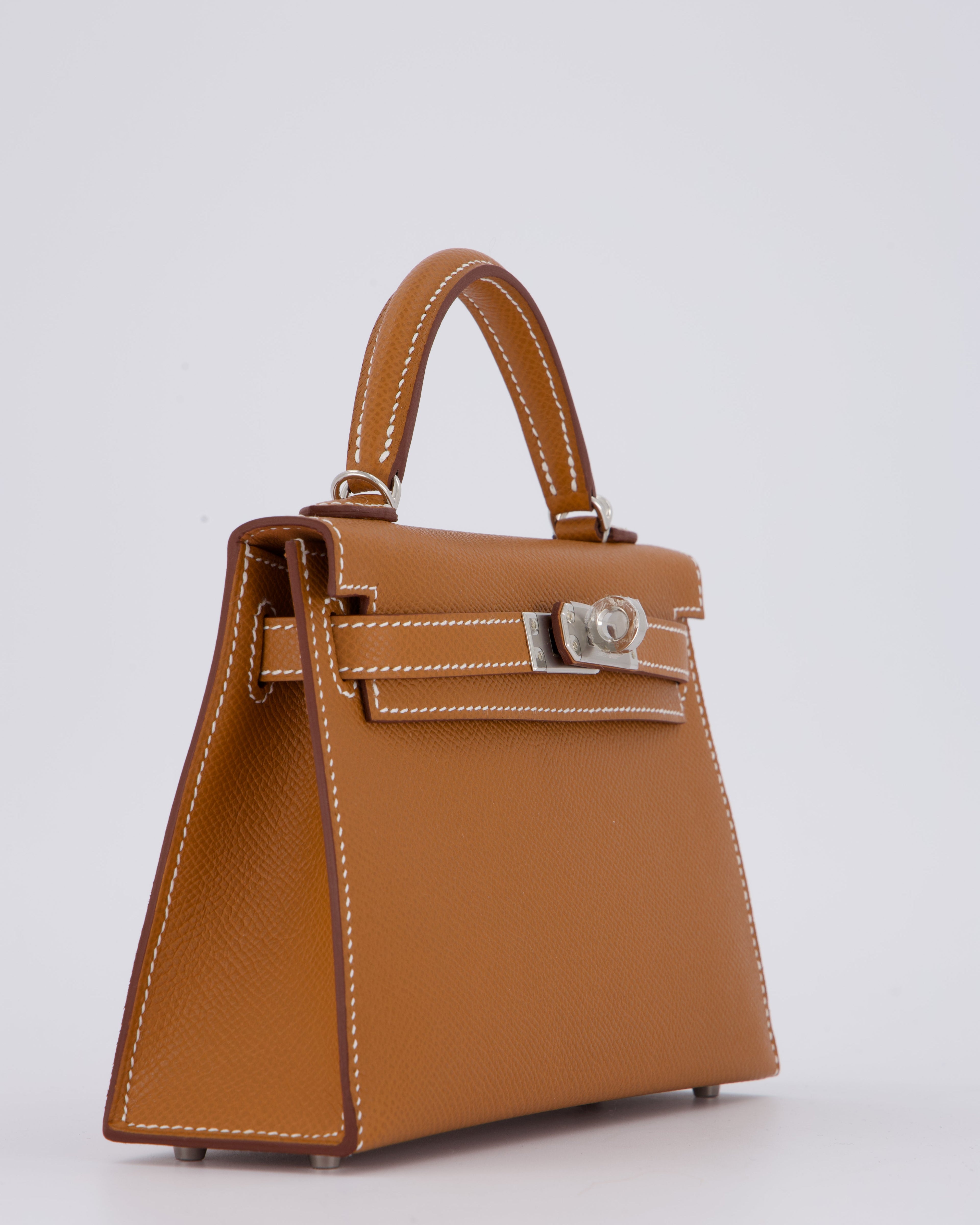 Hermès Mini Kelly II 20 Bag in Gold Epsom Leather with Palladium Hardware