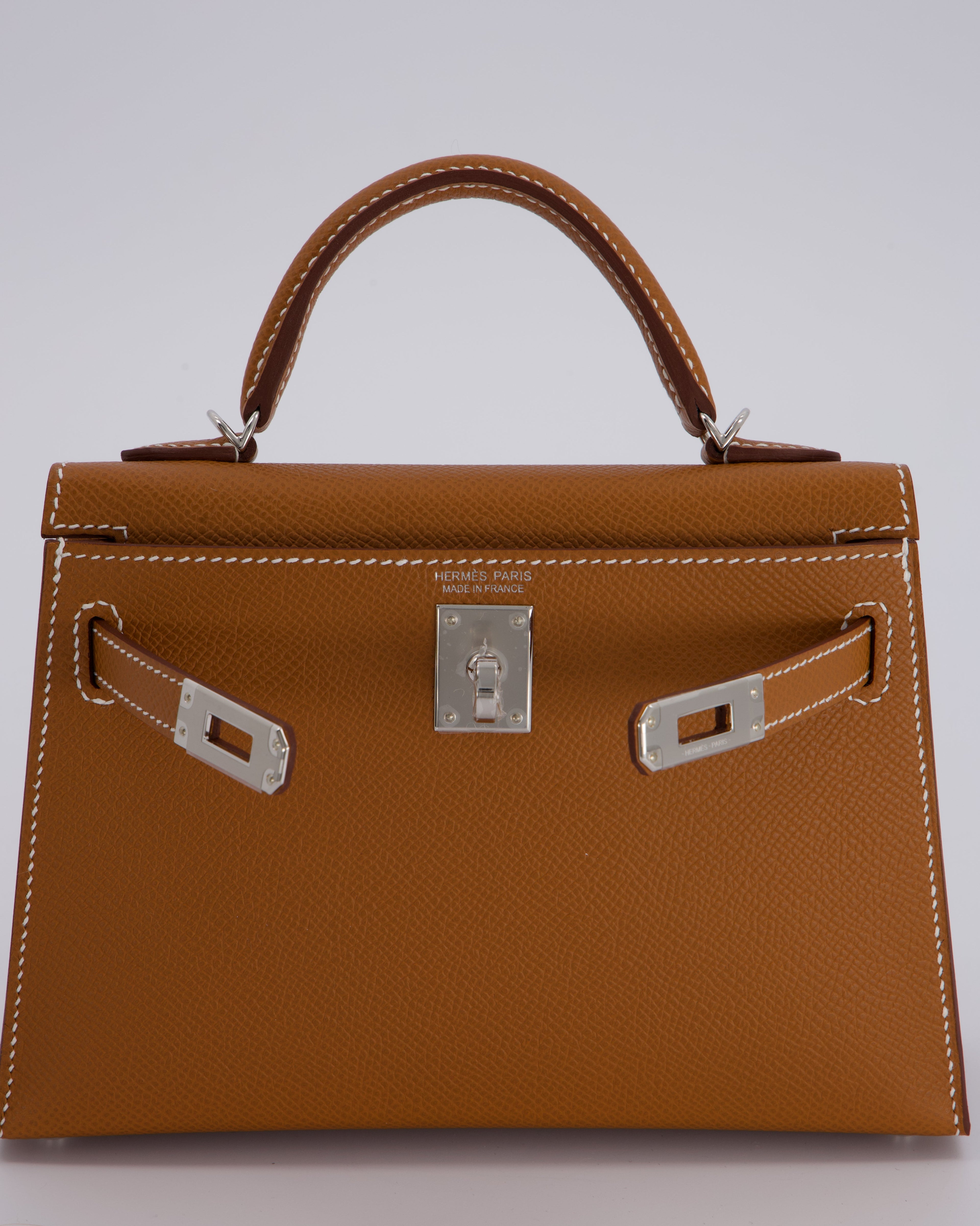 Hermès Mini Kelly II 20 Bag in Gold Epsom Leather with Palladium Hardware