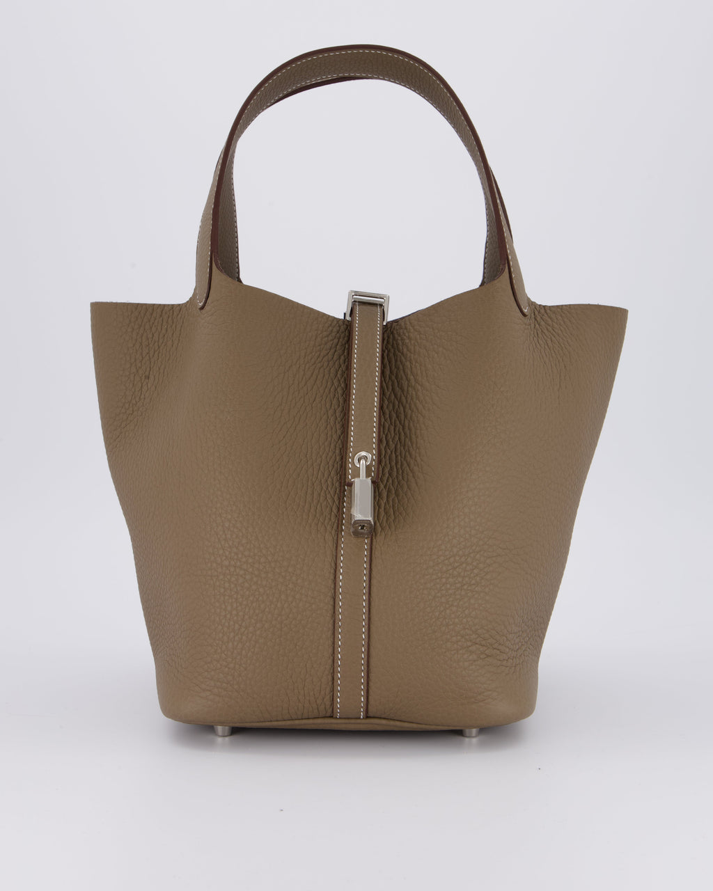Hermès Picotin 22 Lock Bag in Etoupe Clemence Leather with Palladium Hardware